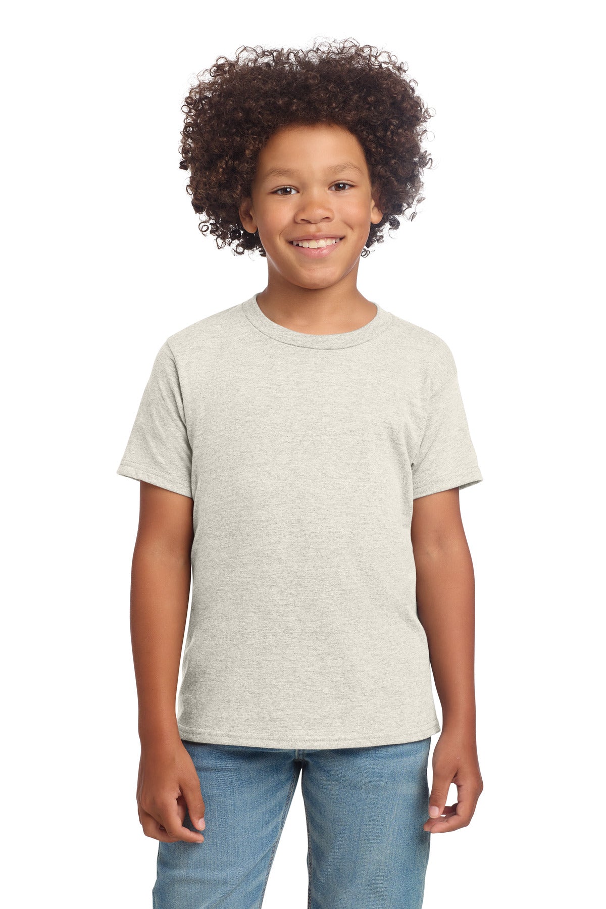 Custom Heather Oatmeal Youth Softstyle Tee 64000B, personalized by SanCanDo Swag in Argyle, TX