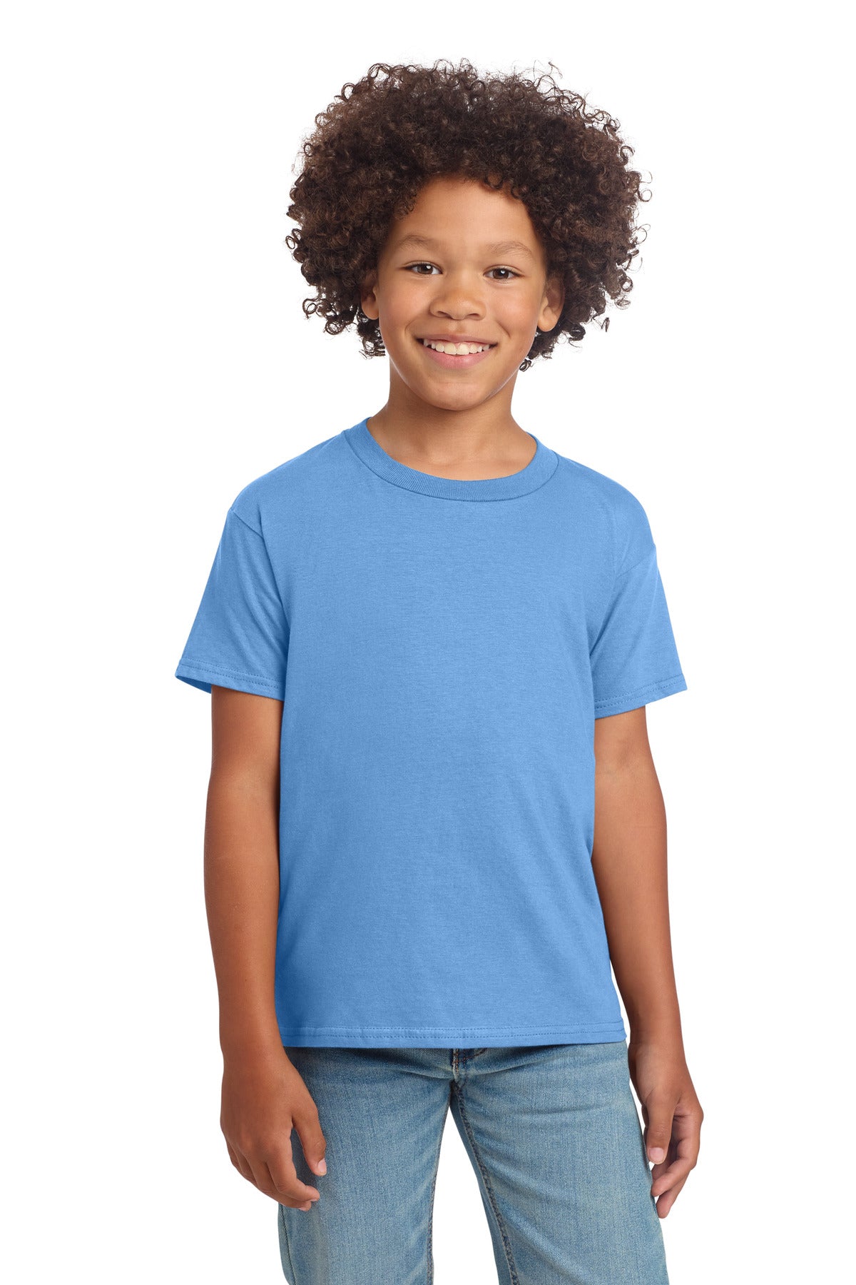 Custom Carolina Blue Youth Softstyle Tee 64000B, personalized by SanCanDo Swag in Argyle, TX