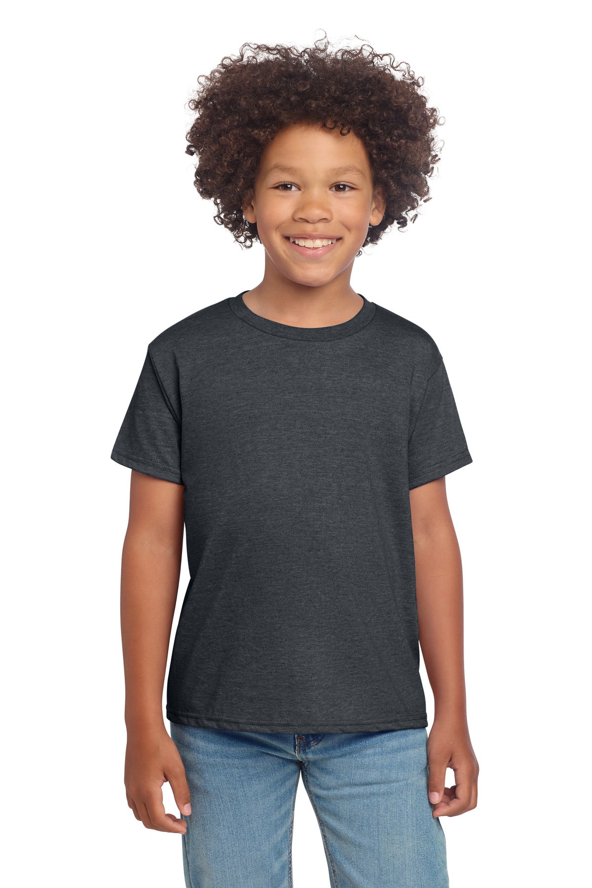 Custom Dark Heather Youth Softstyle Tee 64000B, personalized by SanCanDo Swag in Argyle, TX