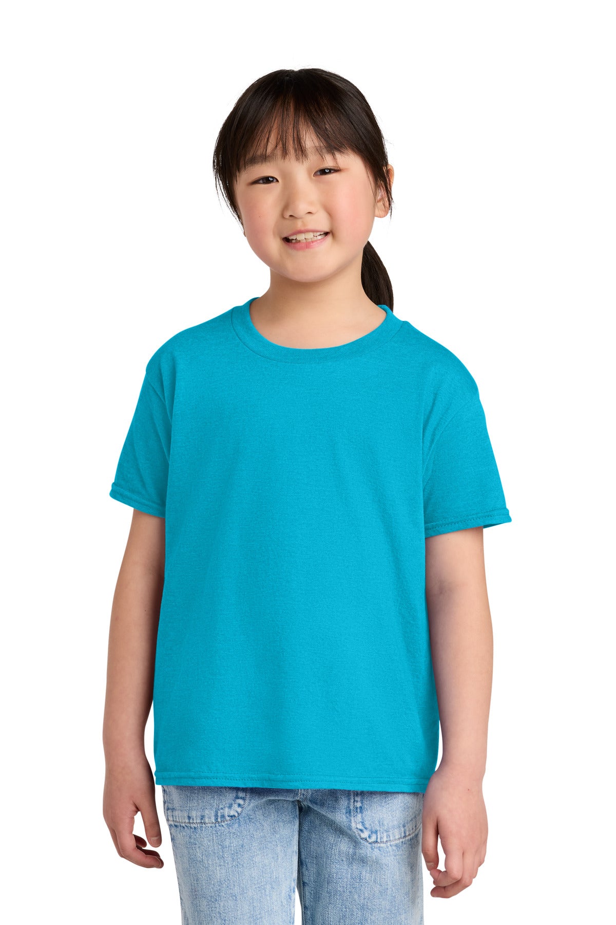 Custom Caribbean Mist Youth Softstyle CVC Tee 64000BCVC, personalized by SanCanDo Swag in Argyle, TX