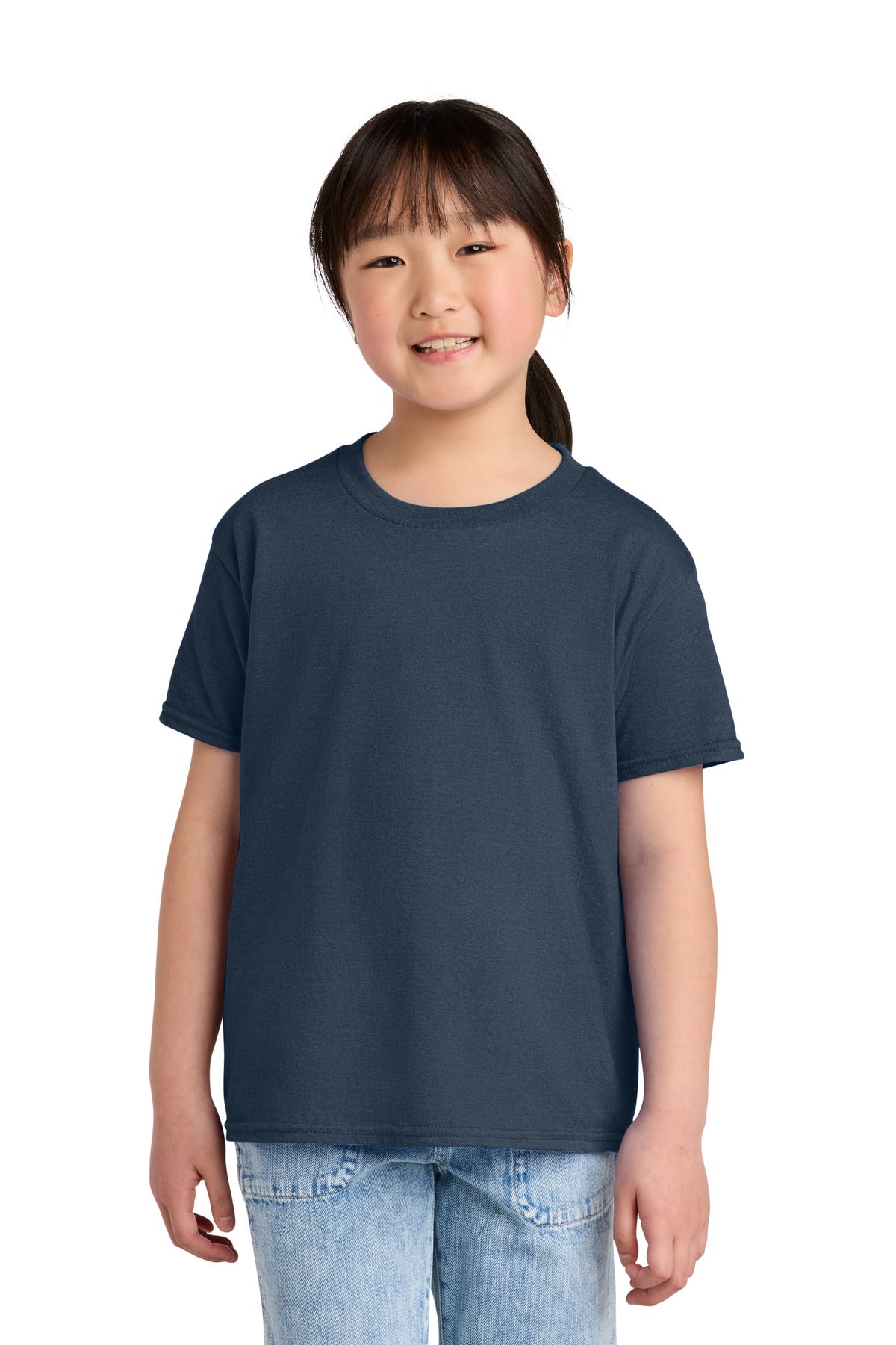 Custom Navy Mist Youth Softstyle CVC Tee 64000BCVC, personalized by SanCanDo Swag in Argyle, TX