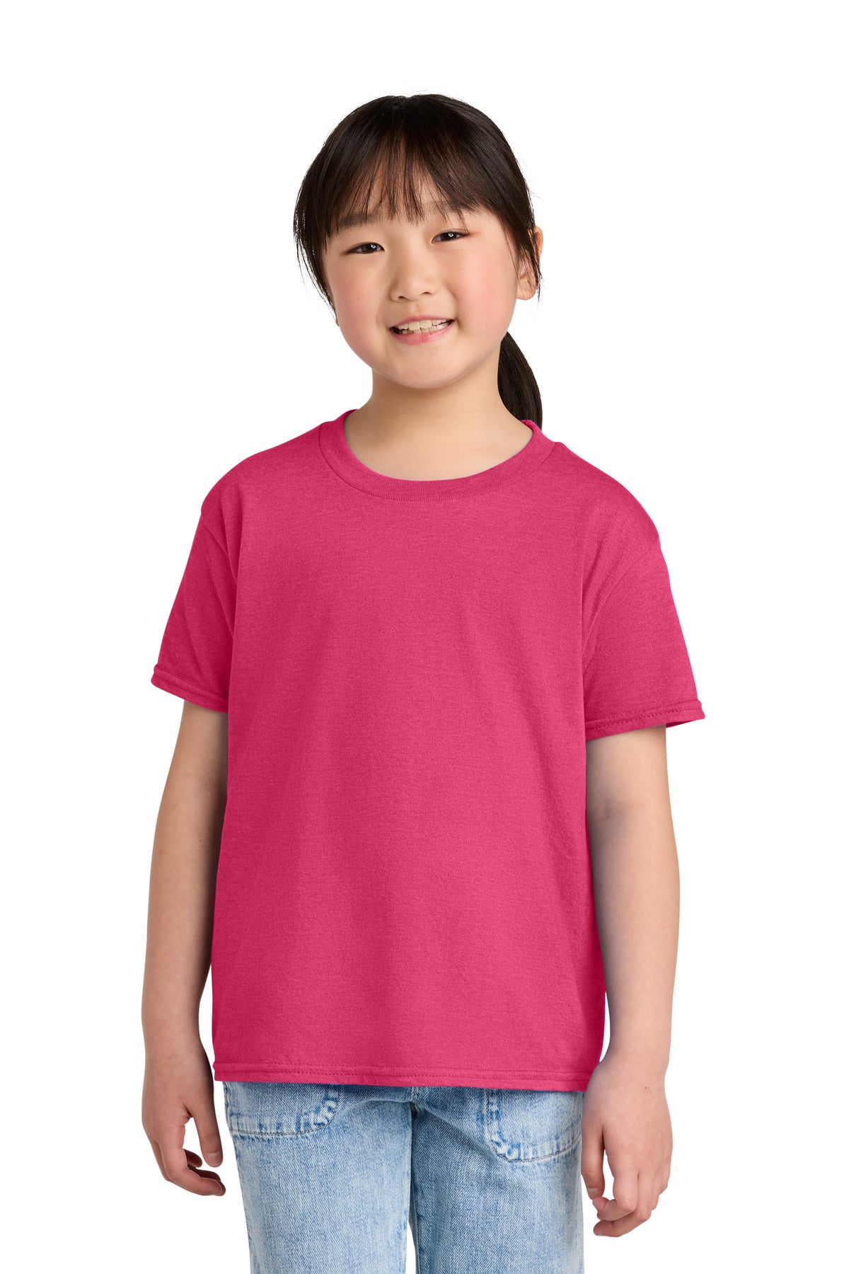 Custom Pink Lemonade Mist Youth Softstyle CVC Tee 64000BCVC, personalized by SanCanDo Swag in Argyle, TX