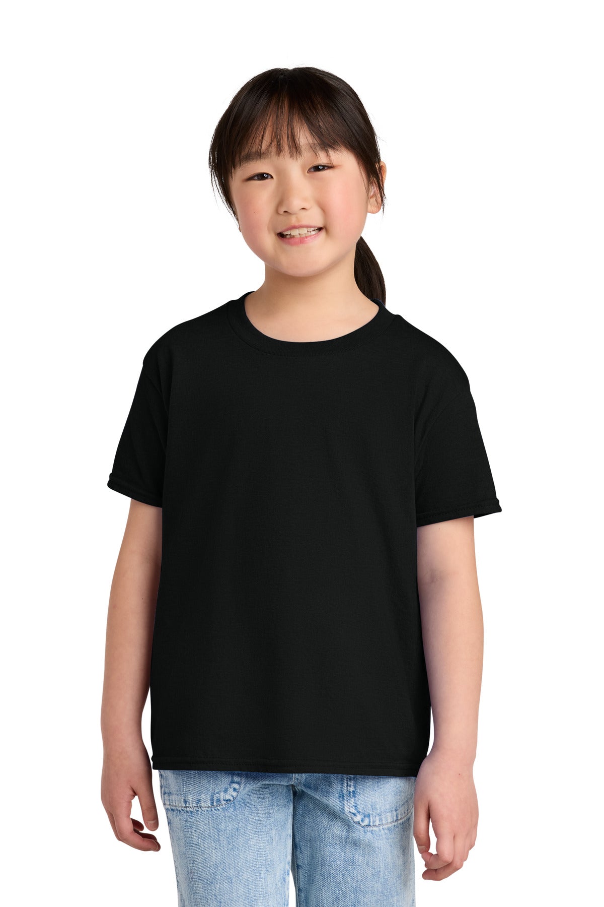 Custom Pitch Black Youth Softstyle CVC Tee 64000BCVC, personalized by SanCanDo Swag in Argyle, TX