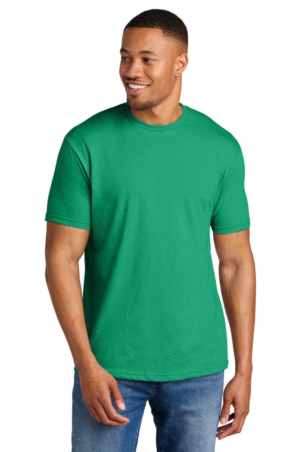 Custom Kelly Mist Softstyle CVC Tee 64000CVC, personalized by SanCanDo Swag in Argyle, TX