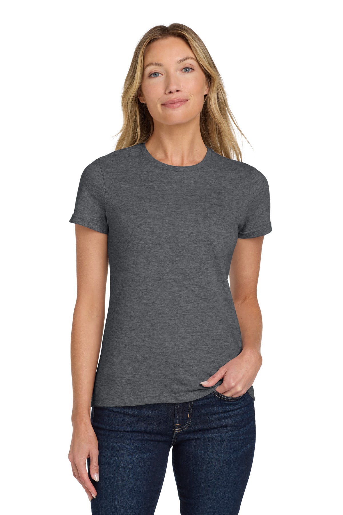 Custom Graphite Heather Softstyle Women's Tee 64000L, personalized by SanCanDo Swag in Argyle, TX