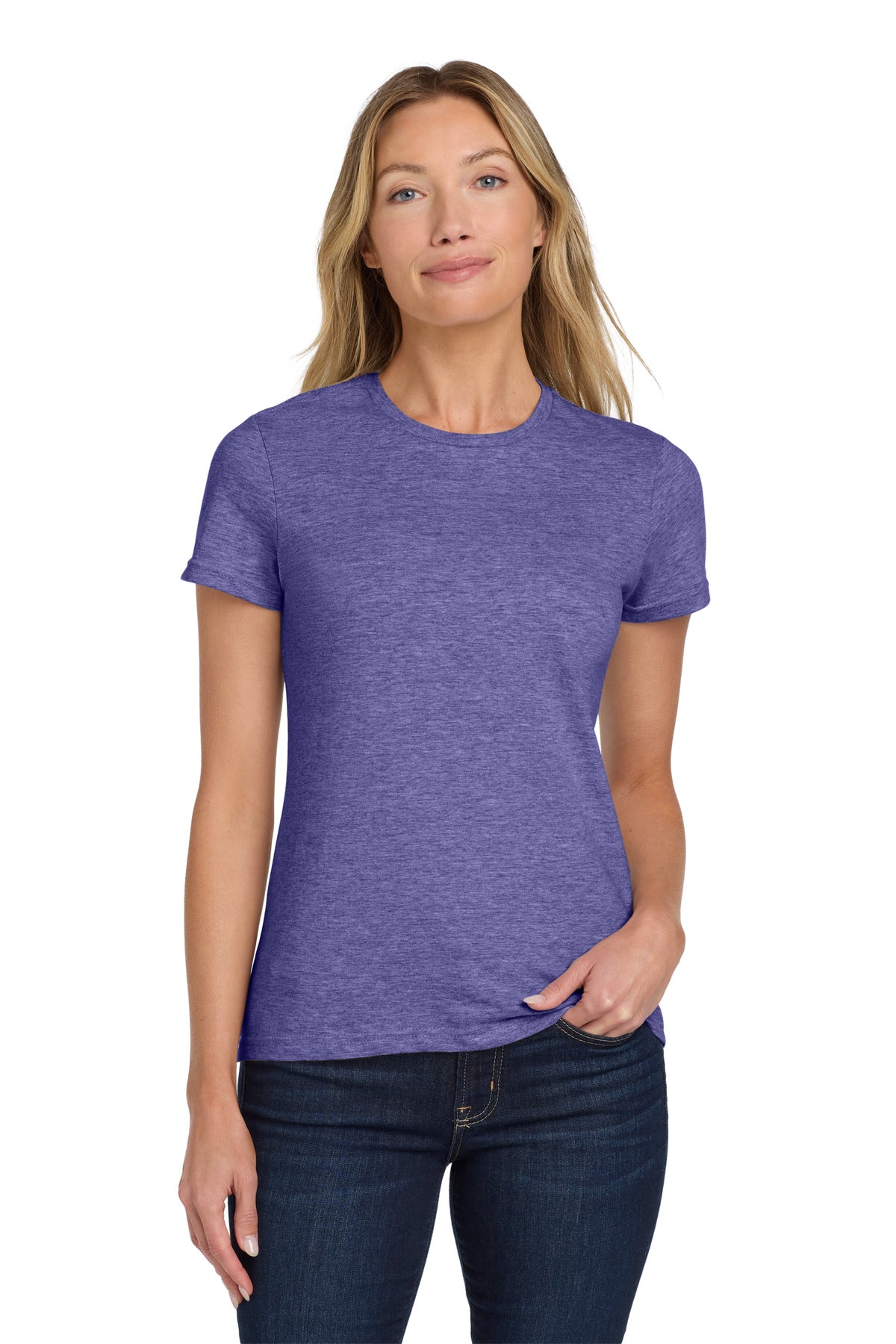 Custom Heather Purple Softstyle Women's Tee 64000L, personalized by SanCanDo Swag in Argyle, TX