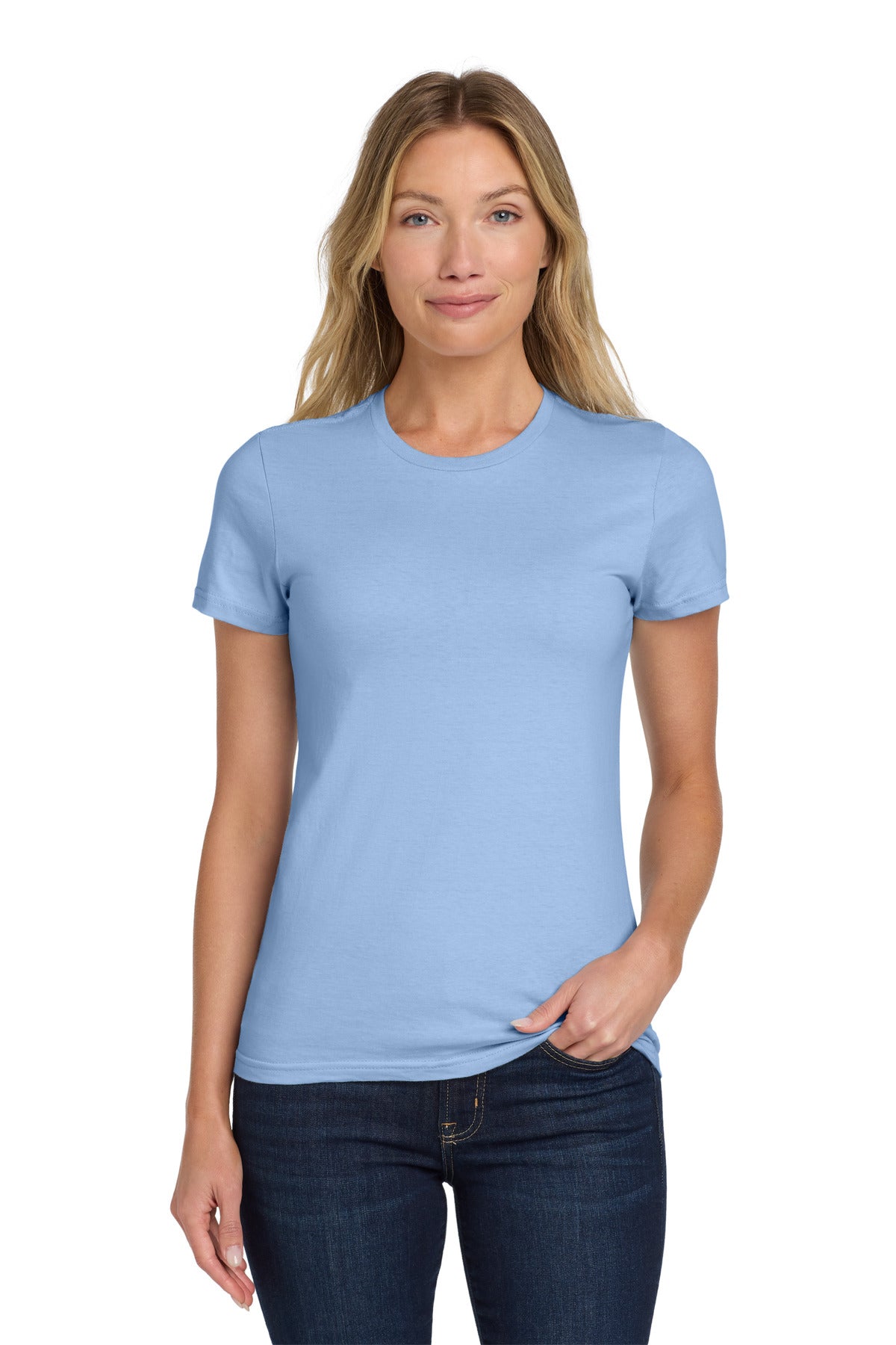 Custom Light Blue Softstyle Women's Tee 64000L, personalized by SanCanDo Swag in Argyle, TX