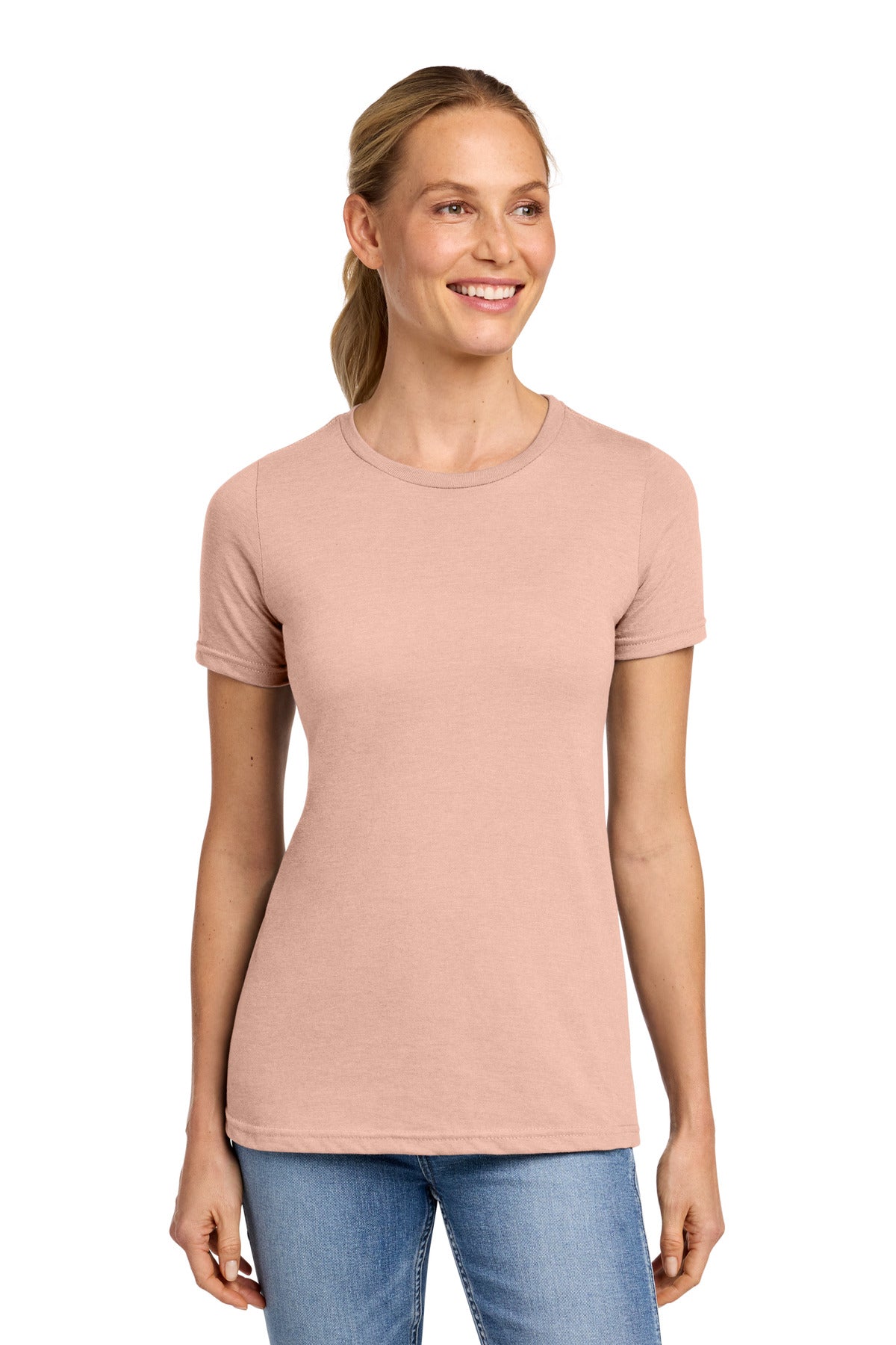Custom Dusty Rose Softstyle Women's CVC Tee 64001LCVC, personalized by SanCanDo Swag in Argyle, TX