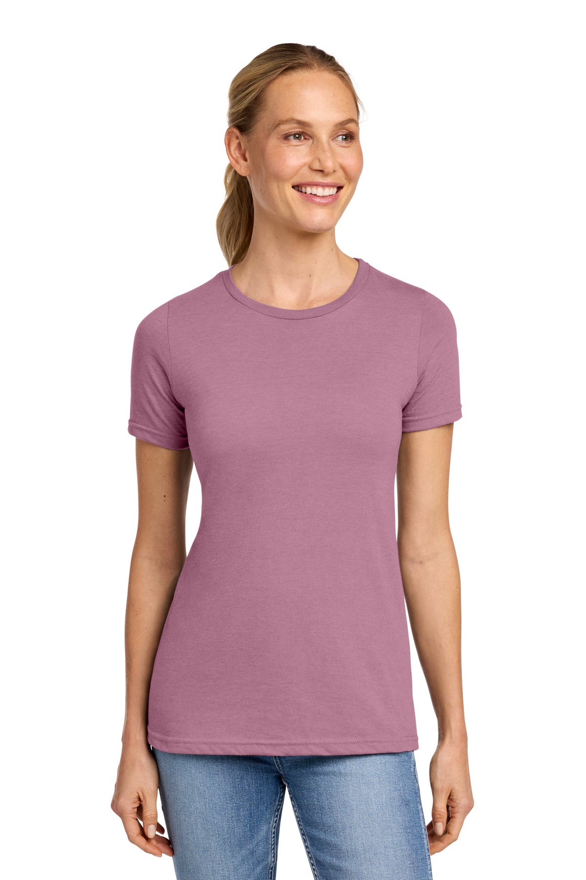 Custom Plumrose Softstyle Women's CVC Tee 64001LCVC, personalized by SanCanDo Swag in Argyle, TX