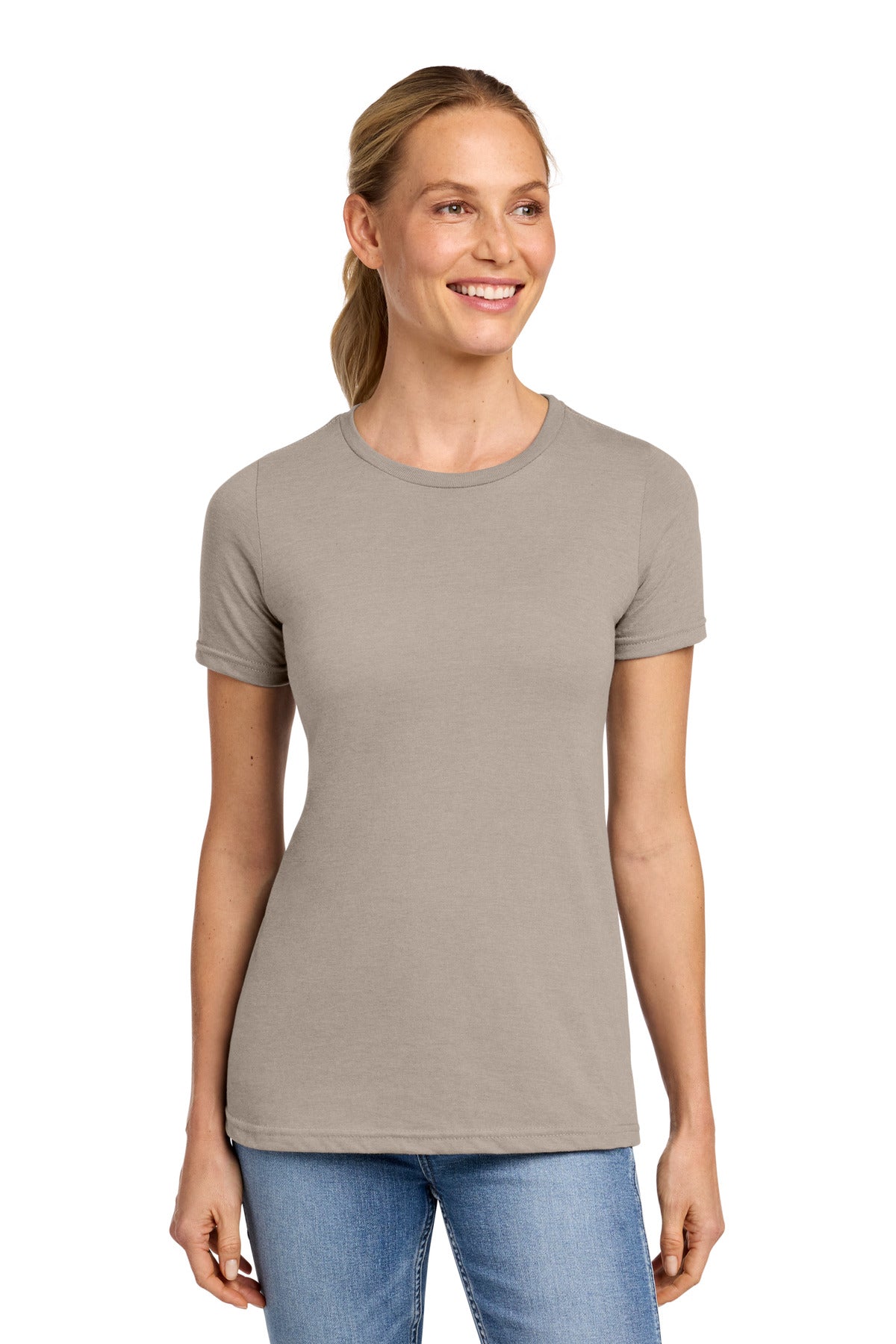 Custom Slate Softstyle Women's CVC Tee 64001LCVC, personalized by SanCanDo Swag in Argyle, TX