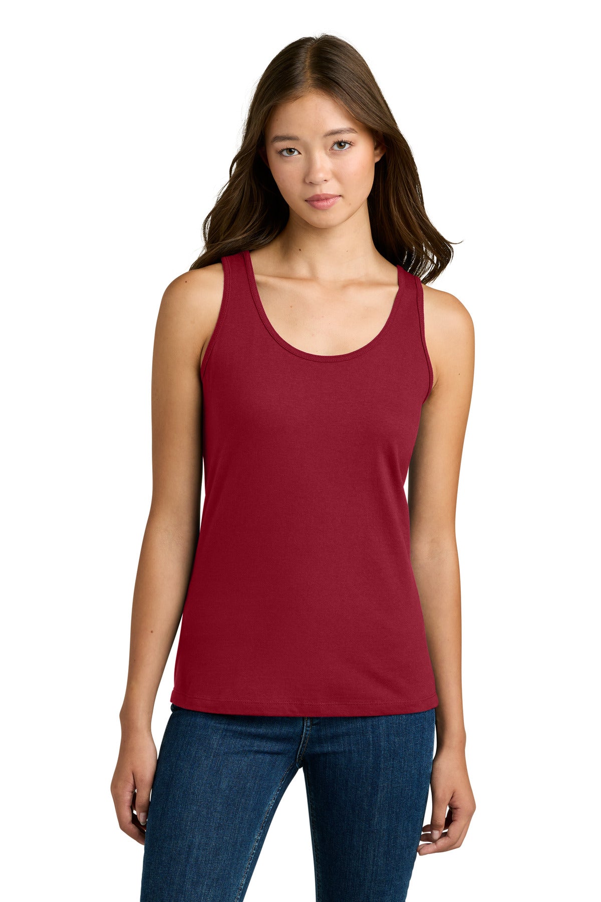 Custom Cherry Red Softstyle Junior Fit Tank Top 64200L, personalized by SanCanDo Swag in Argyle, TX