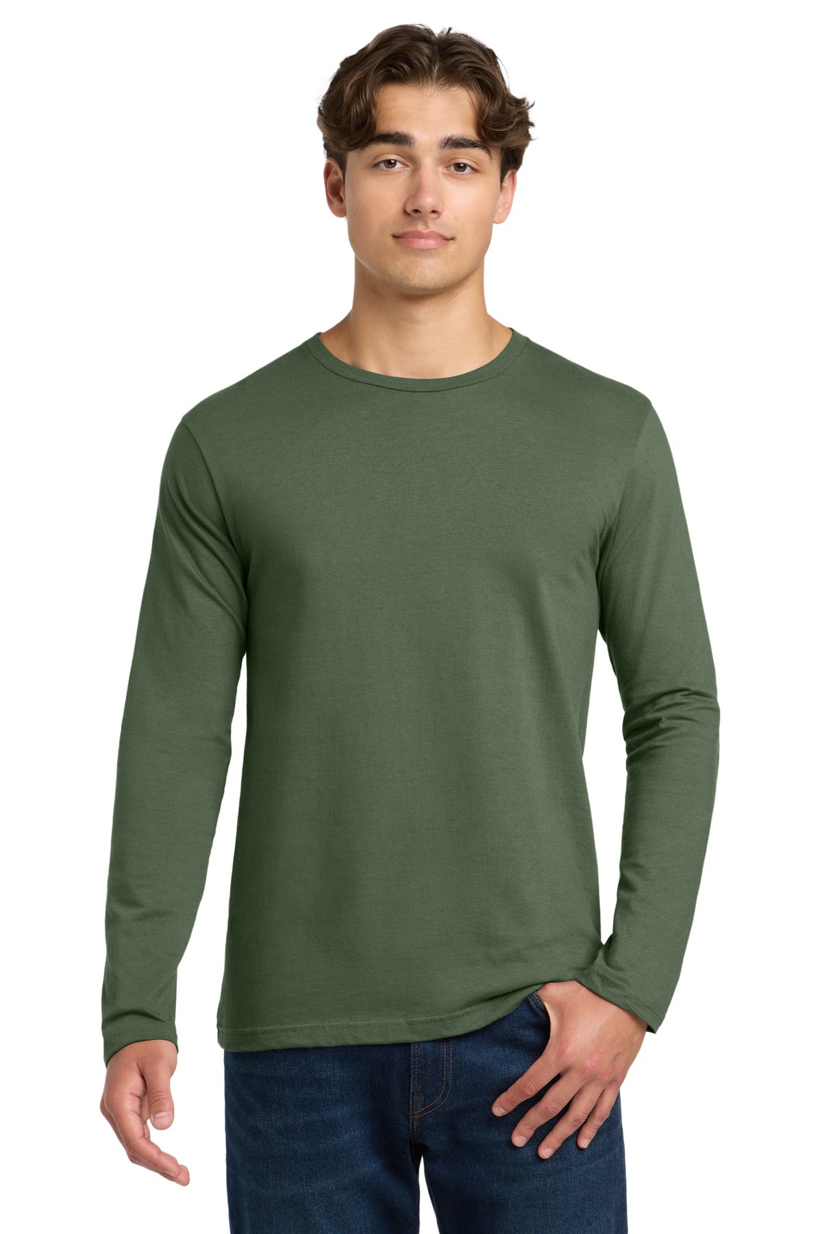 Custom Military Green Softstyle Long Sleeve Tee 64400, personalized by SanCanDo Swag in Argyle, TX