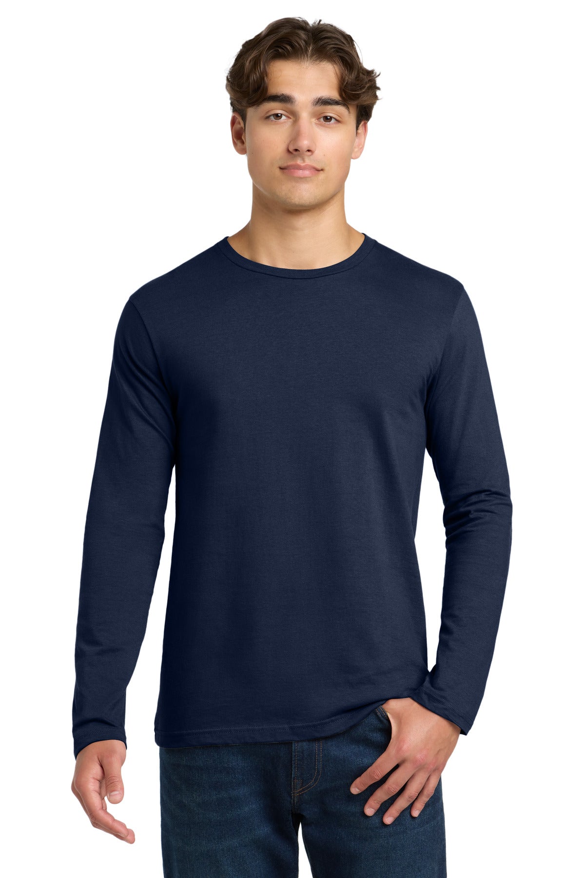 Custom Navy Softstyle Long Sleeve Tee 64400, personalized by SanCanDo Swag in Argyle, TX