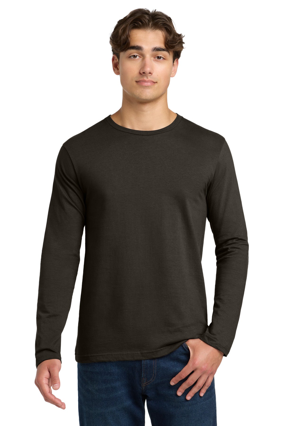 Custom Dark Chocolate Softstyle Long Sleeve Tee 64400, personalized by SanCanDo Swag in Argyle, TX