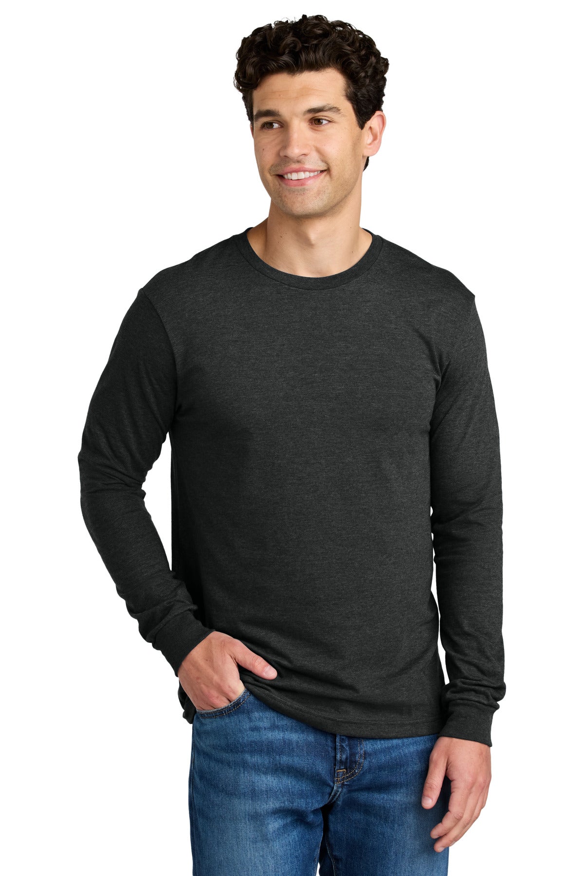 Custom Pitch Black Mist Softstyle CVC Long Sleeve Tee 64440CVC, personalized by SanCanDo Swag in Argyle, TX