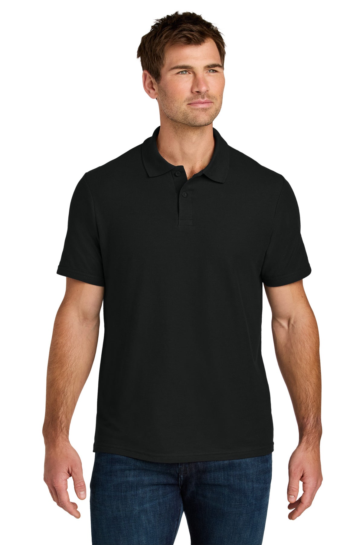 Custom Black Softstyle Pique Polo 64800, personalized by SanCanDo Swag in Argyle, TX