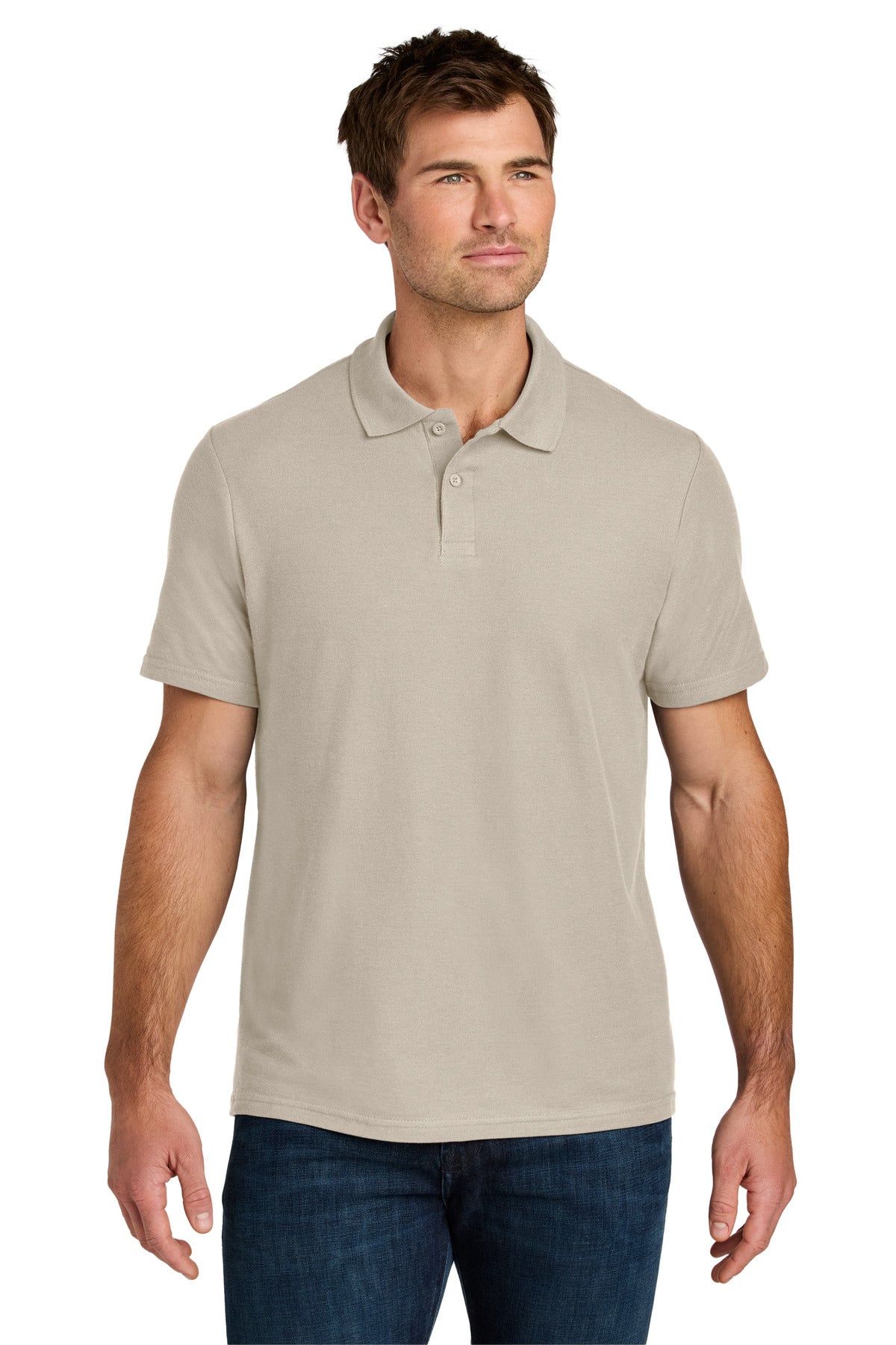 Custom Sand Softstyle Pique Polo 64800, personalized by SanCanDo Swag in Argyle, TX