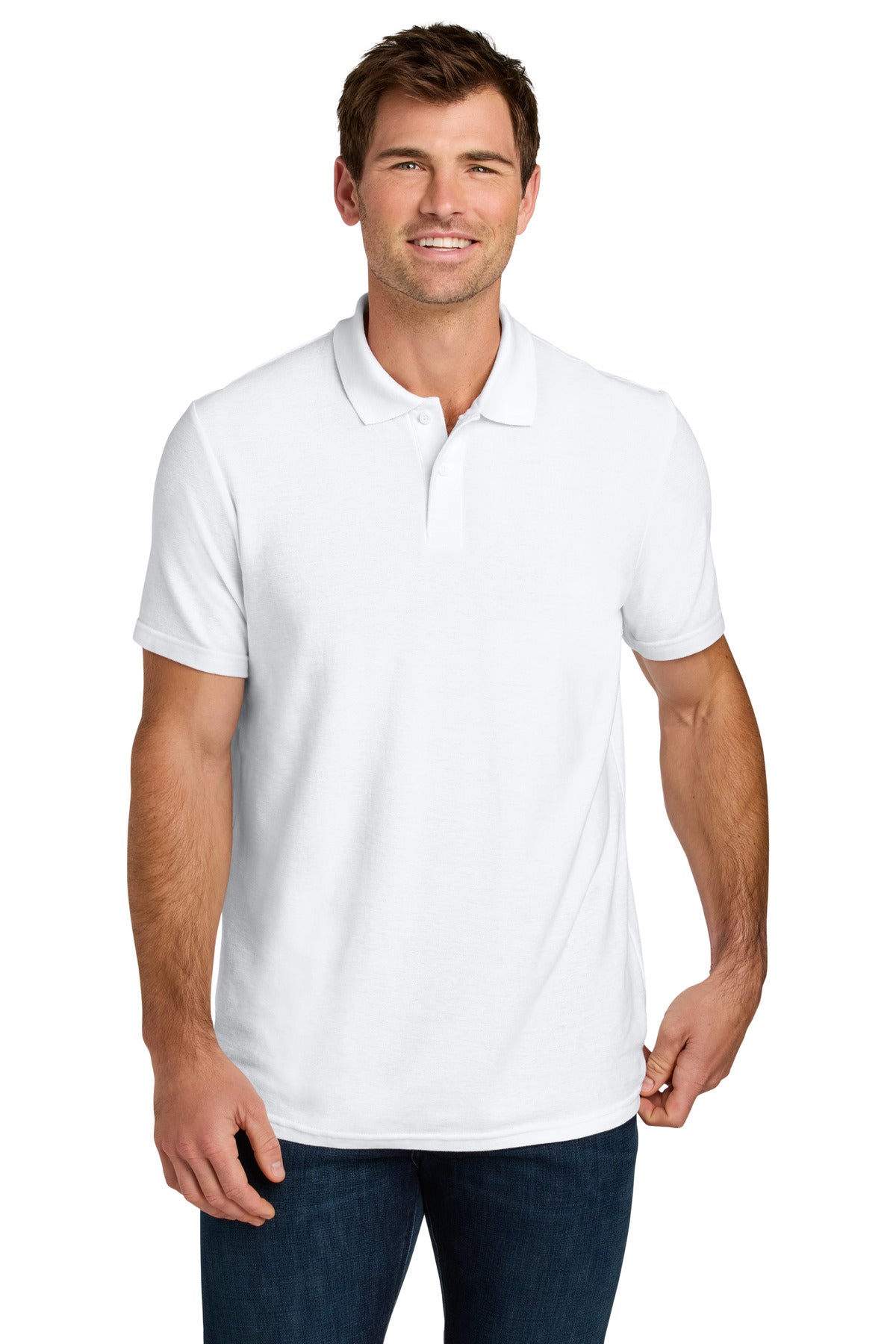Custom White Softstyle Pique Polo 64800, personalized by SanCanDo Swag in Argyle, TX