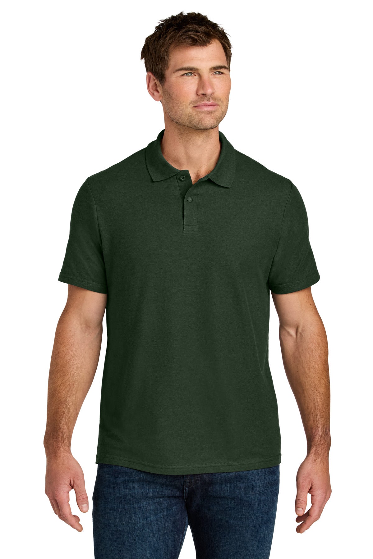 Custom Forest Green Softstyle Pique Polo 64800, personalized by SanCanDo Swag in Argyle, TX