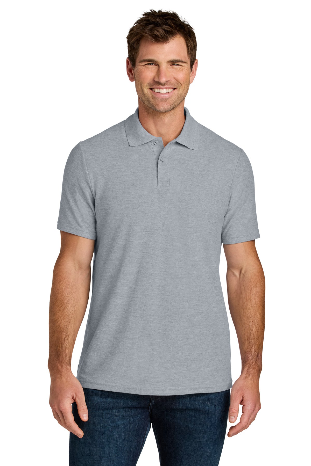 Custom Ring Spun Sport Grey Softstyle Pique Polo 64800, personalized by SanCanDo Swag in Argyle, TX