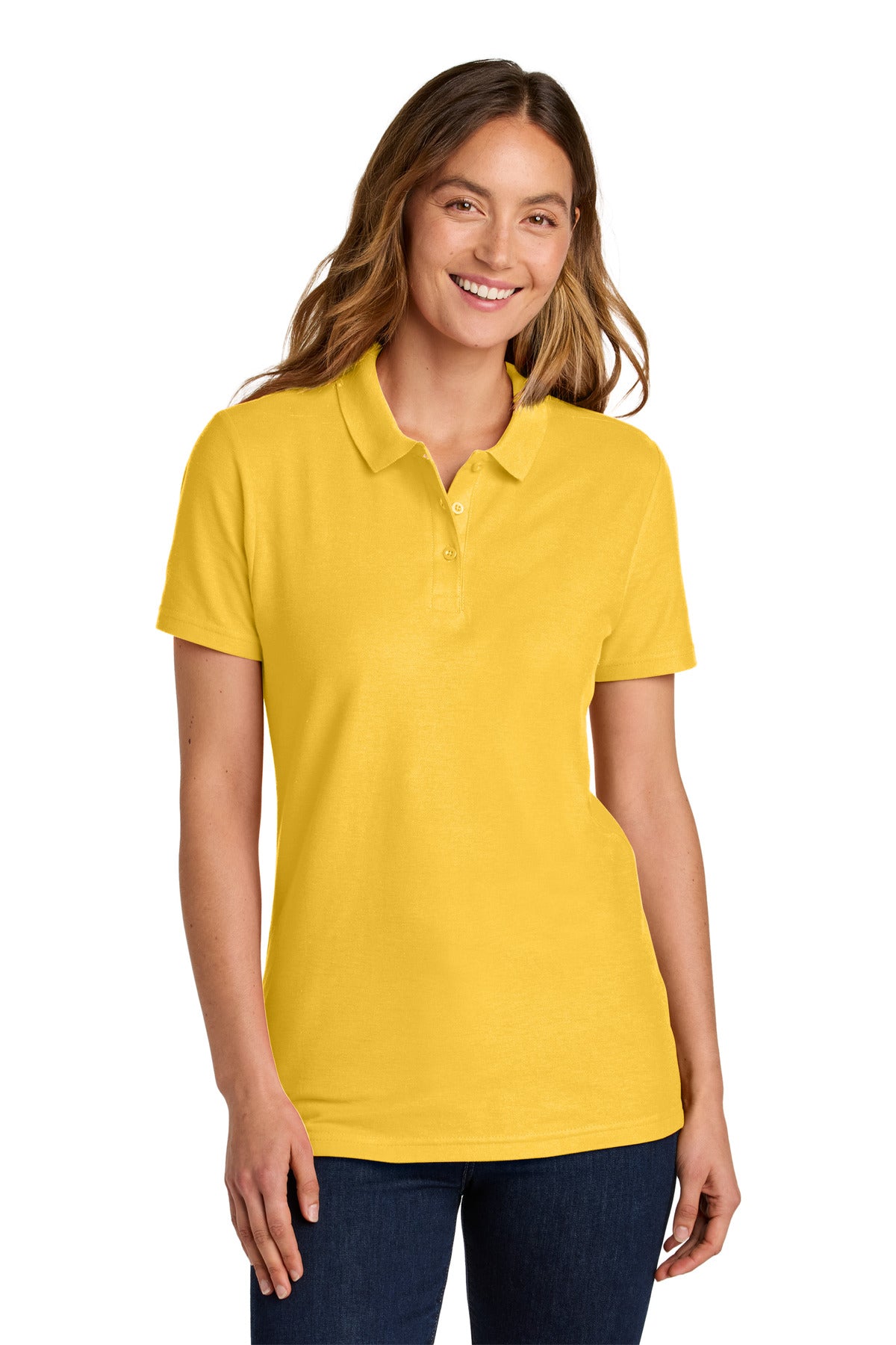Custom Daisy Softstyle Women's Pique Polo 64800L, personalized by SanCanDo Swag in Argyle, TX