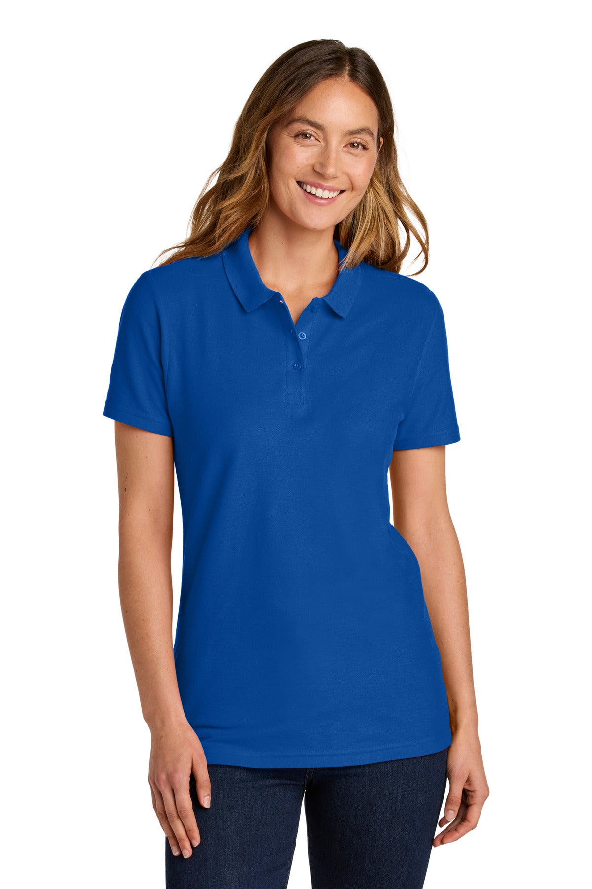 Custom Royal Softstyle Women's Pique Polo 64800L, personalized by SanCanDo Swag in Argyle, TX