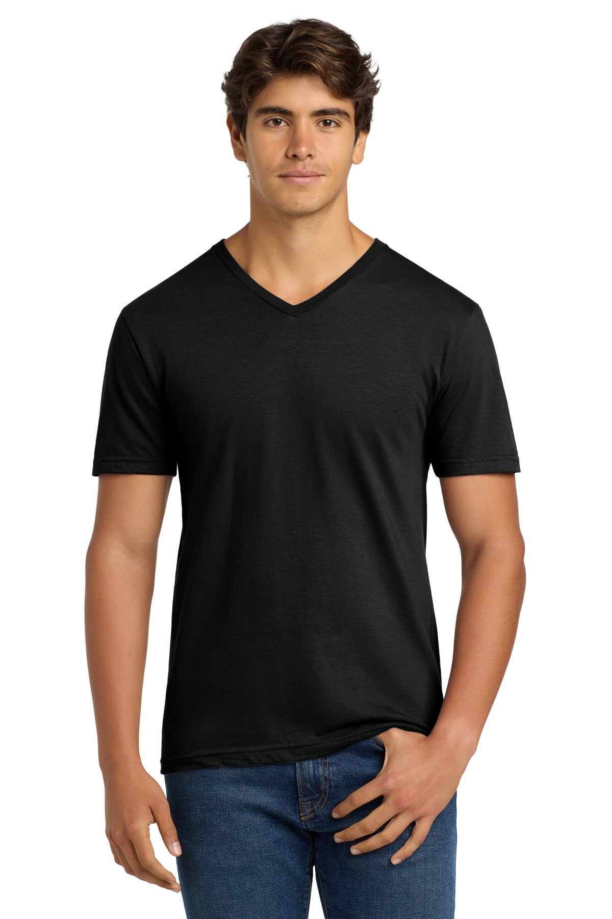 Custom Black Softstyle V-Neck Tee 64V00, personalized by SanCanDo Swag in Argyle, TX