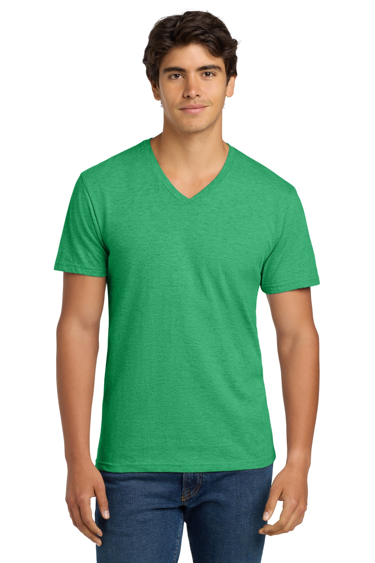 Custom Heather Irish Green Softstyle V-Neck Tee 64V00, personalized by SanCanDo Swag in Argyle, TX