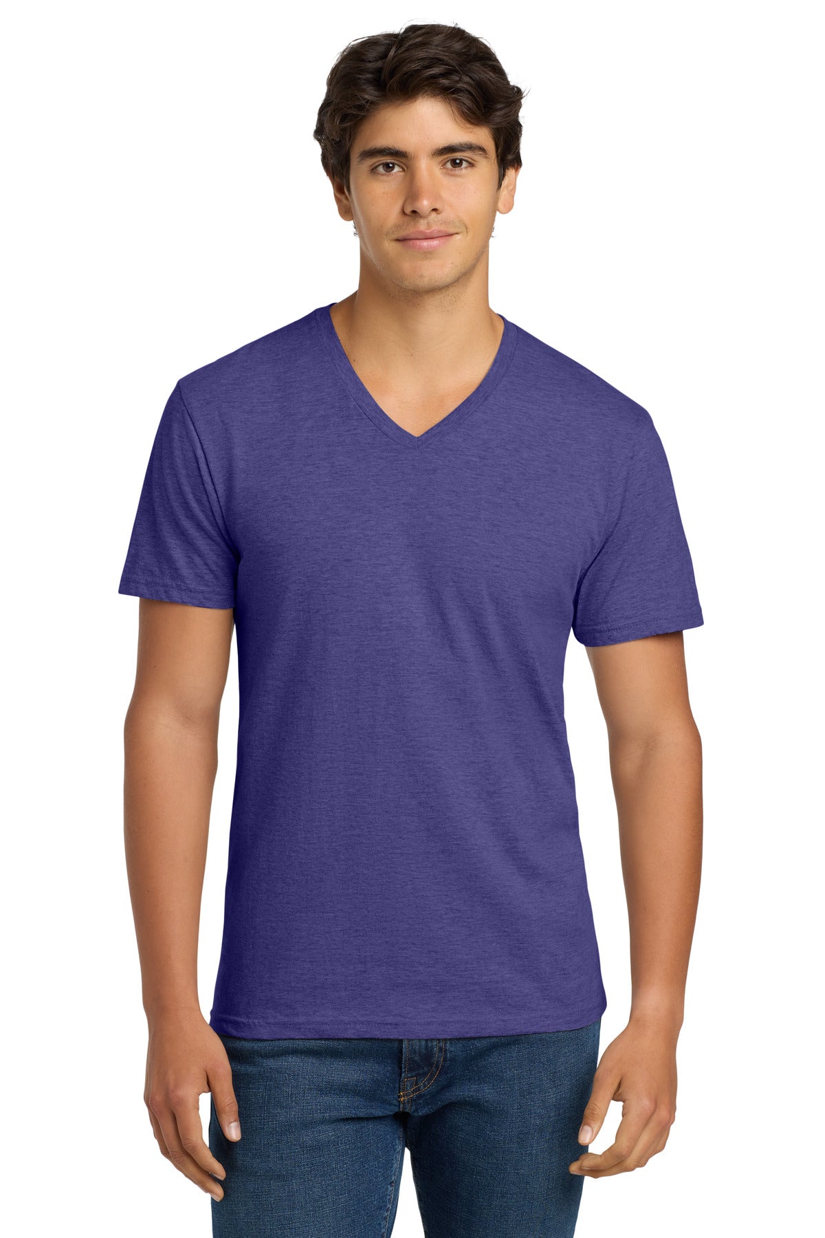 Custom Heather Purple Softstyle V-Neck Tee 64V00, personalized by SanCanDo Swag in Argyle, TX