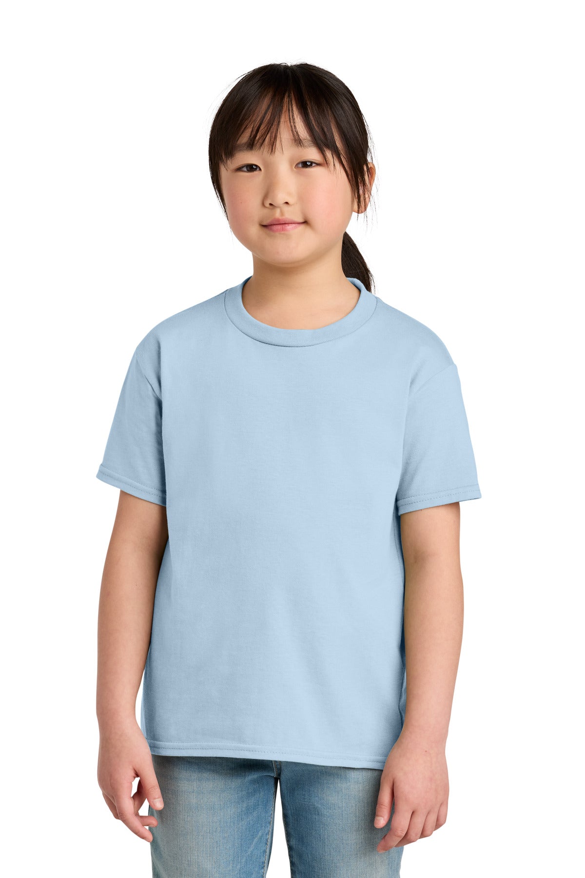 Custom Light Blue Youth Softstyle Midweight Tee 65000B, personalized by SanCanDo Swag in Argyle, TX