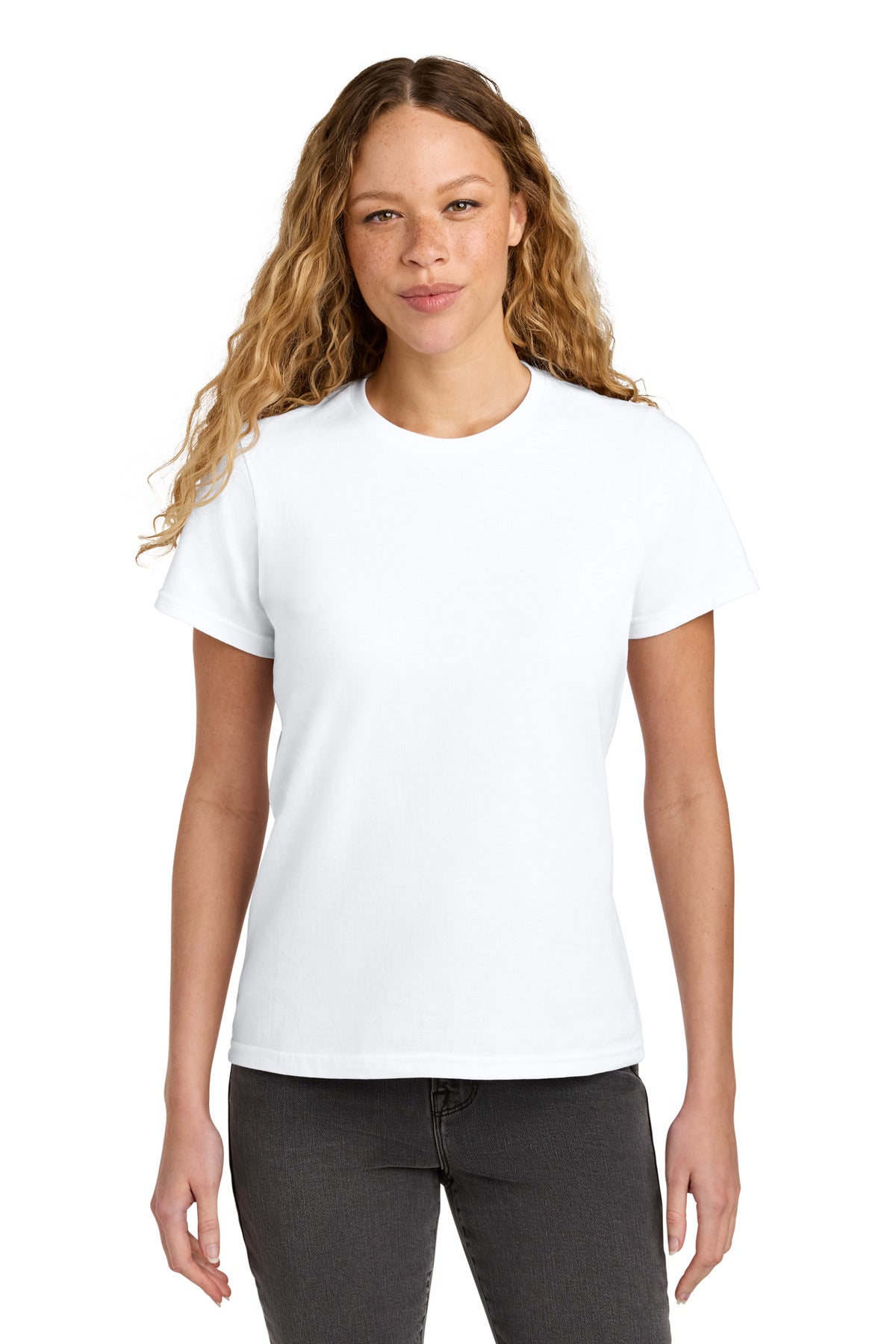 Custom White Women's Softstyle Midweight Tee 65000L, personalized by SanCanDo Swag in Argyle, TX