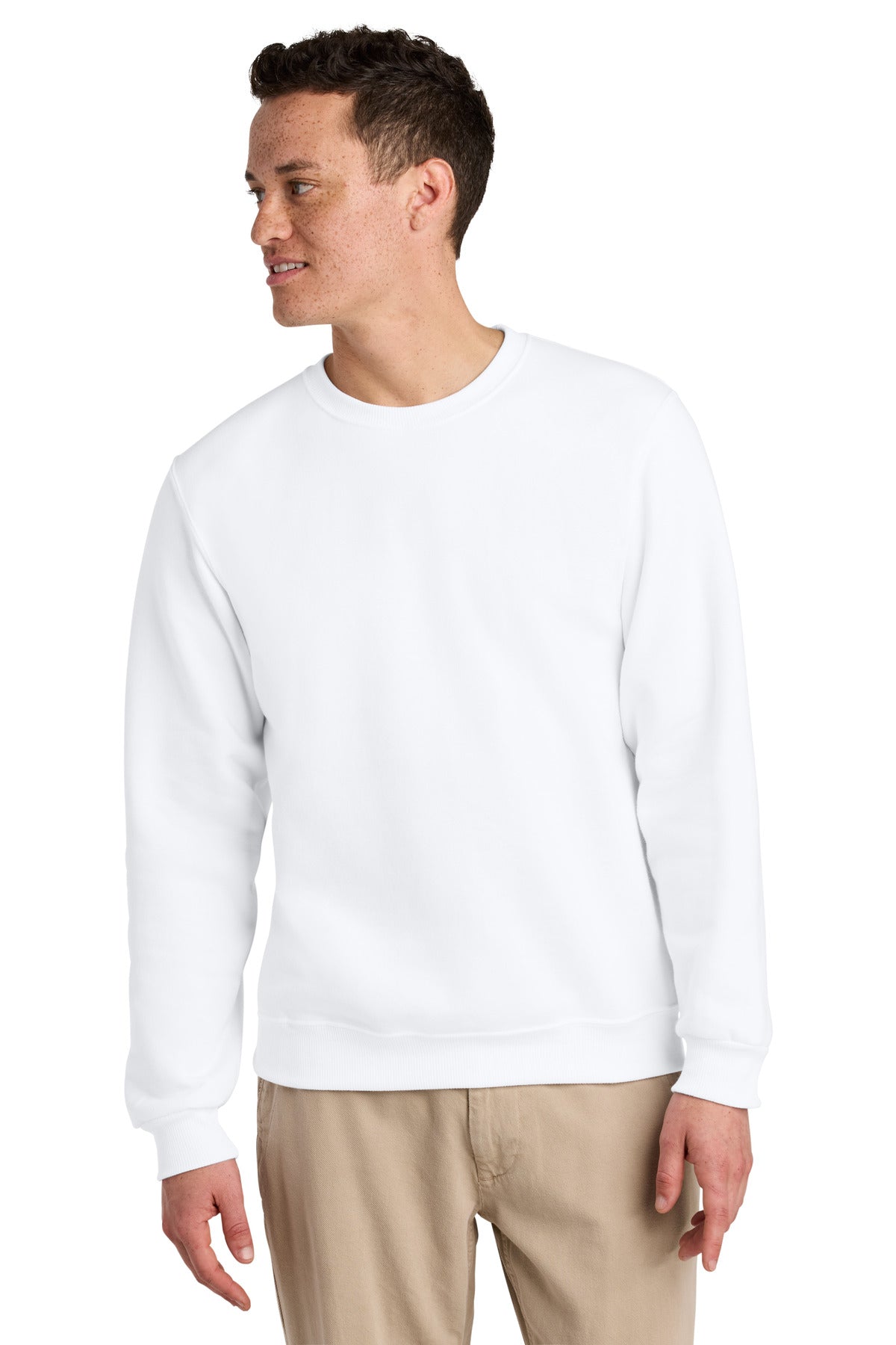 Custom White Eco Premium Blend Crewneck 701M, personalized by SanCanDo Swag in Argyle, TX