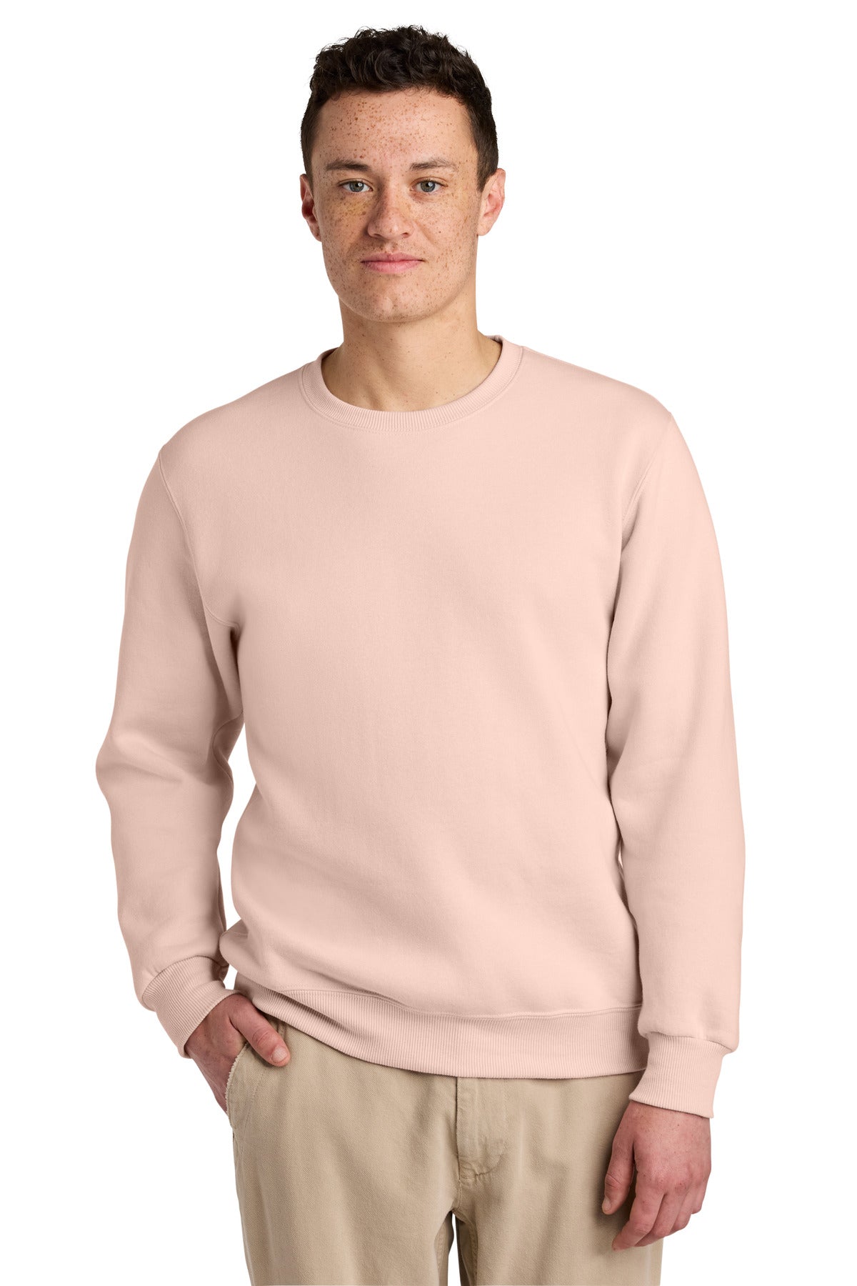 Custom Blush Pink Eco Premium Blend Crewneck 701M, personalized by SanCanDo Swag in Argyle, TX