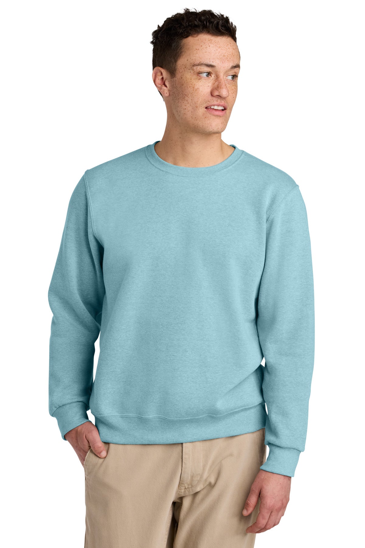 Custom Cloud Heather Eco Premium Blend Crewneck 701M, personalized by SanCanDo Swag in Argyle, TX