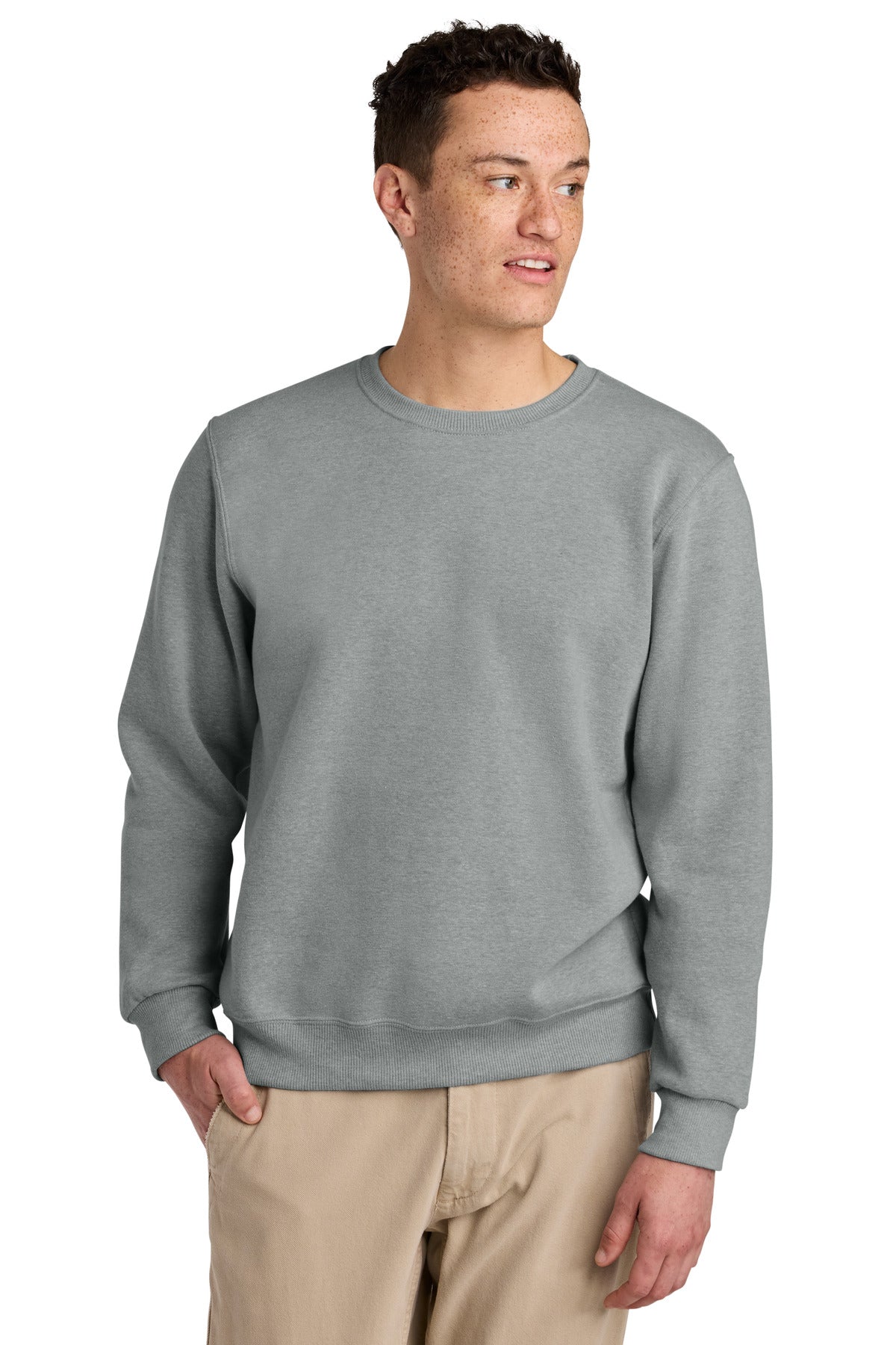 Custom Frost Grey Heather Eco Premium Blend Crewneck 701M, personalized by SanCanDo Swag in Argyle, TX