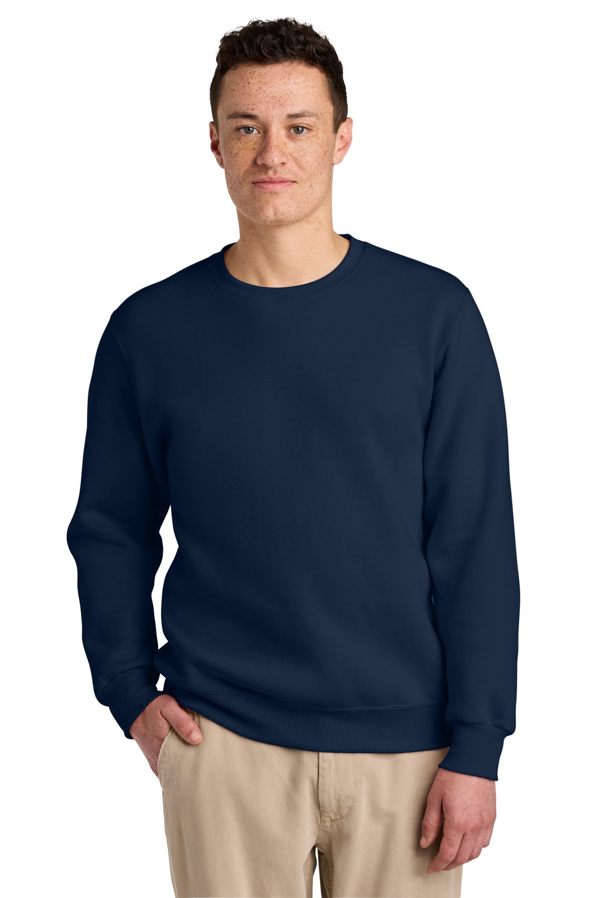 Custom J. Navy Eco Premium Blend Crewneck 701M, personalized by SanCanDo Swag in Argyle, TX