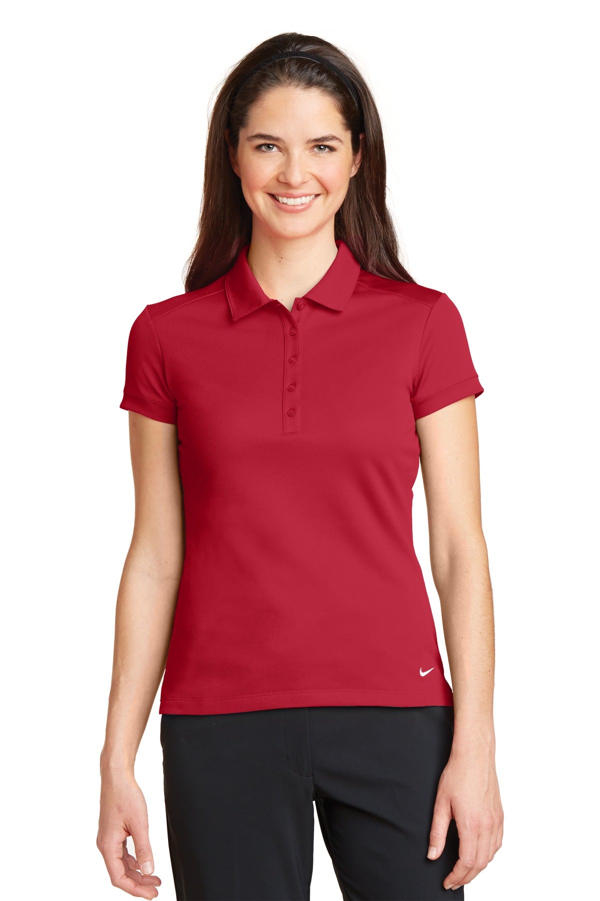 Custom Gym Red Dri-FIT Solid Icon Pique Modern Fit Polo 746100, personalized by SanCanDo Swag in Argyle, TX