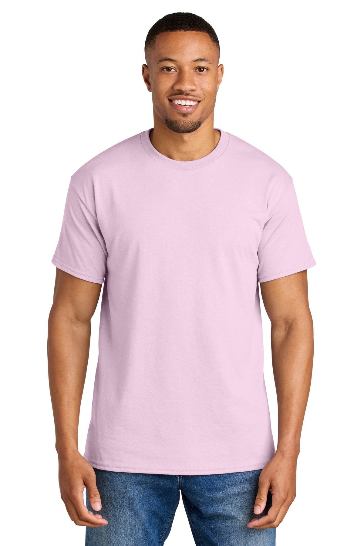 Custom Light Pink DryBlend 50 Cotton/50 Poly Tee 8000, personalized by SanCanDo Swag in Argyle, TX