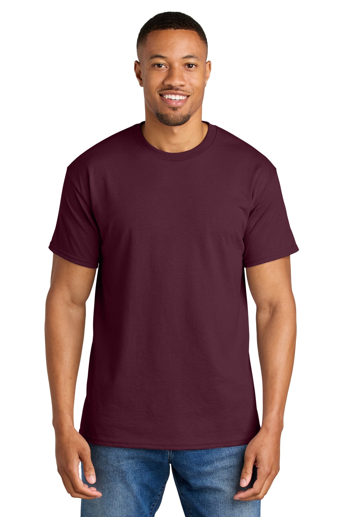 Custom Maroon DryBlend 50 Cotton/50 Poly Tee 8000, personalized by SanCanDo Swag in Argyle, TX