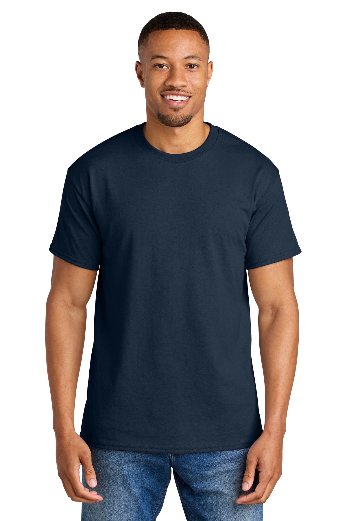 Custom Navy DryBlend 50 Cotton/50 Poly Tee 8000, personalized by SanCanDo Swag in Argyle, TX