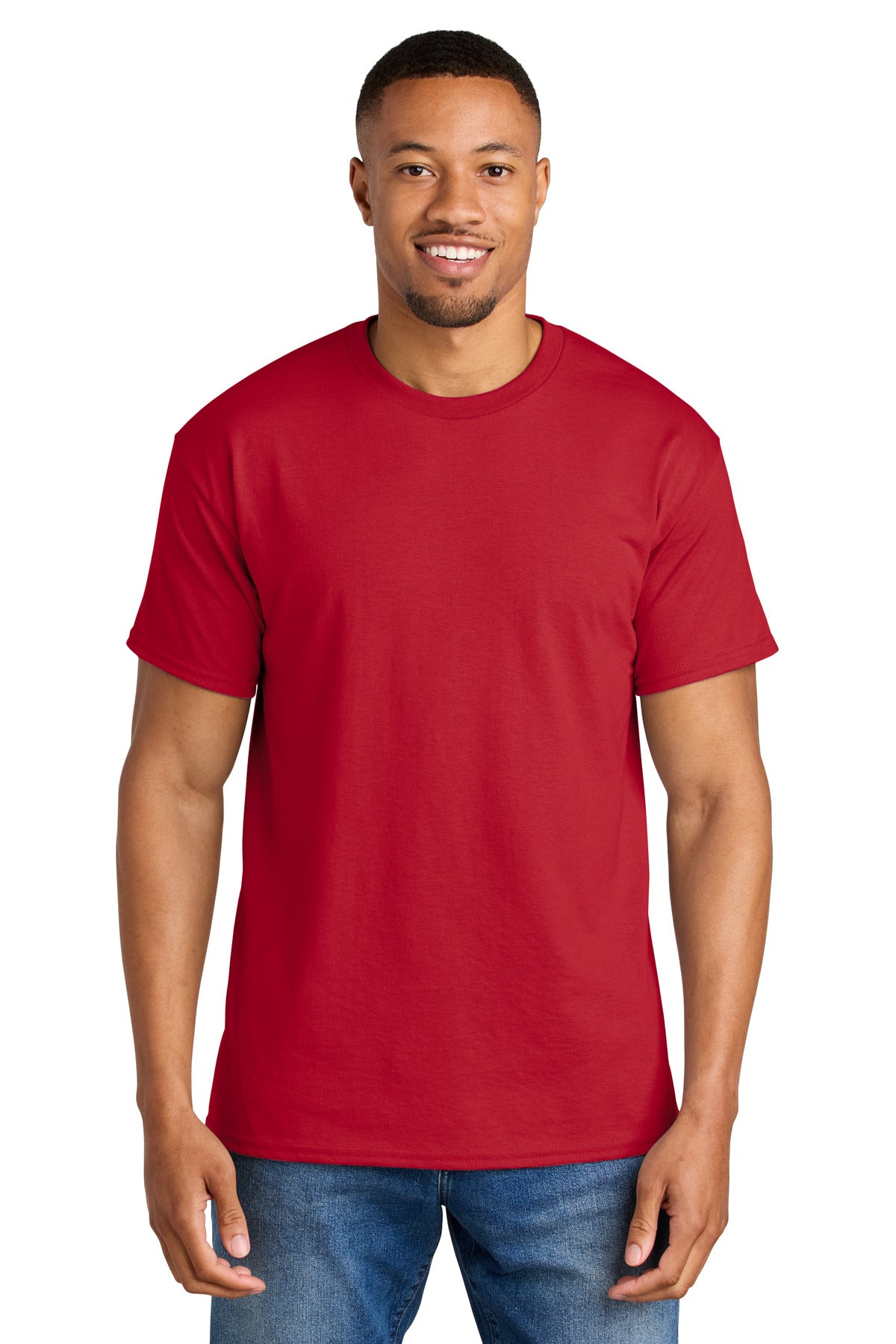 Custom Red DryBlend 50 Cotton/50 Poly Tee 8000, personalized by SanCanDo Swag in Argyle, TX