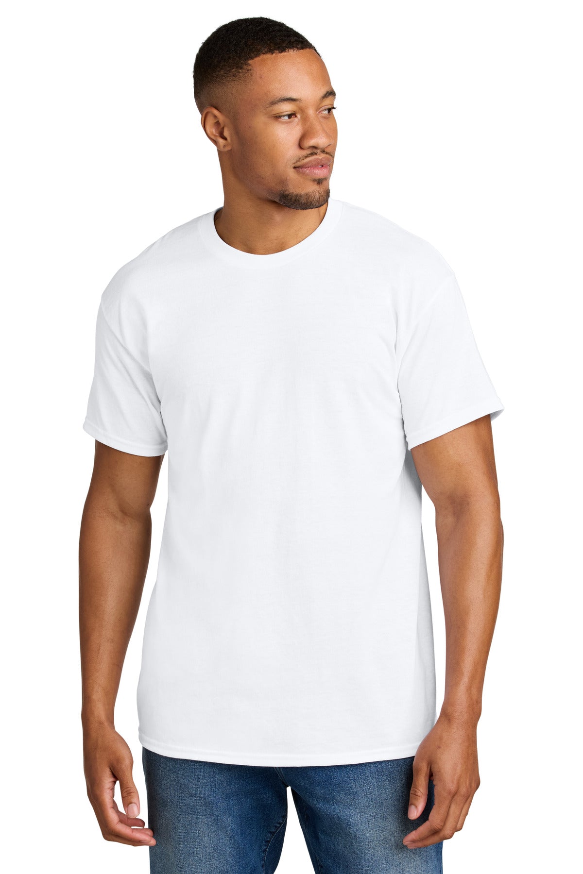 Custom White DryBlend 50 Cotton/50 Poly Tee 8000, personalized by SanCanDo Swag in Argyle, TX