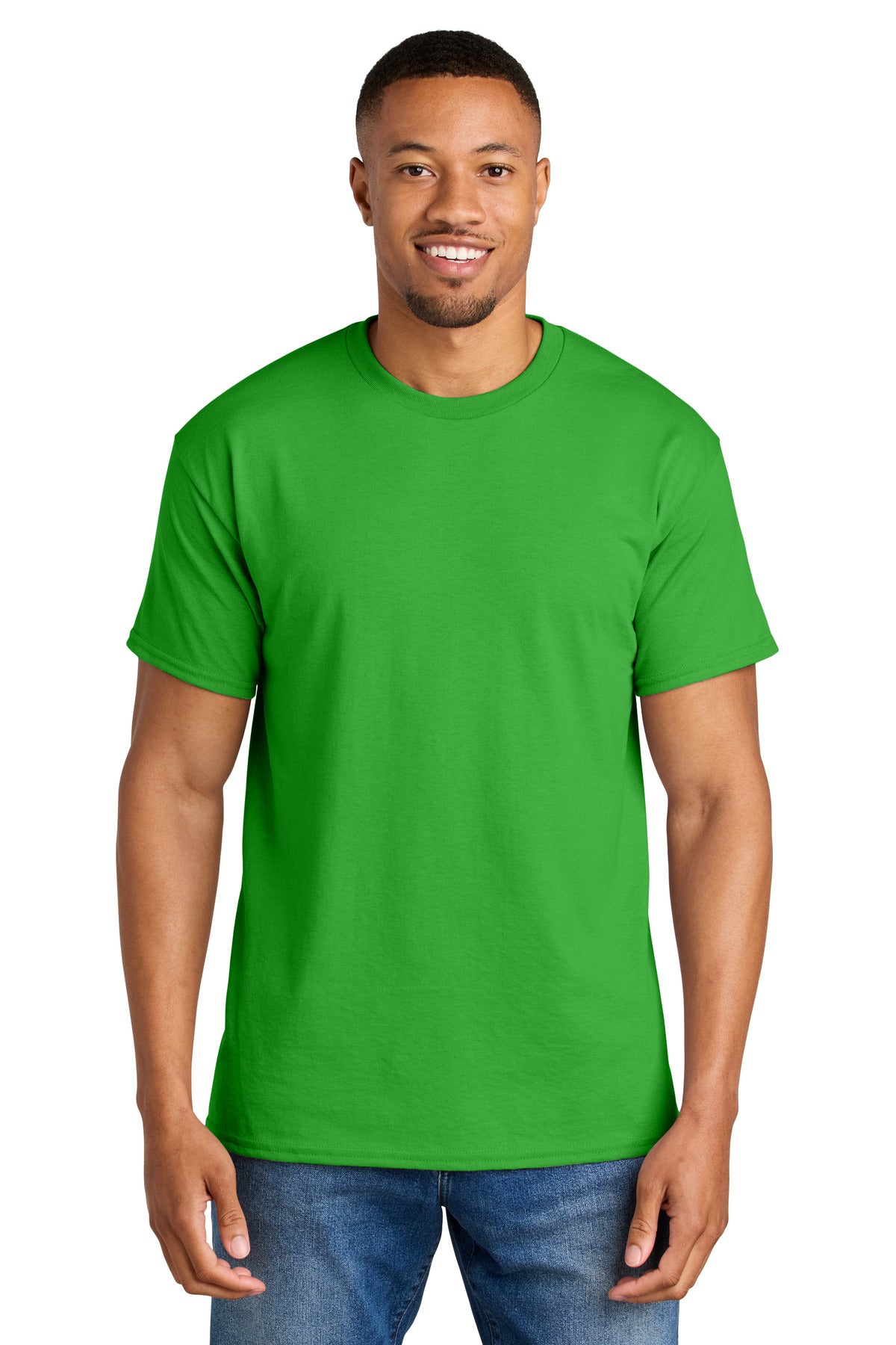 Custom Electric Green DryBlend 50 Cotton/50 Poly Tee 8000, personalized by SanCanDo Swag in Argyle, TX