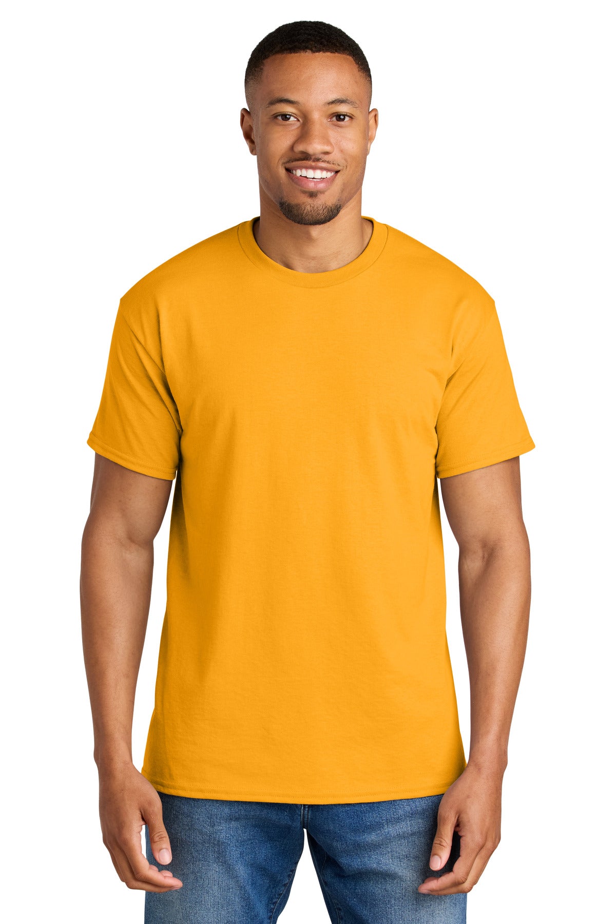 Custom Gold DryBlend 50 Cotton/50 Poly Tee 8000, personalized by SanCanDo Swag in Argyle, TX