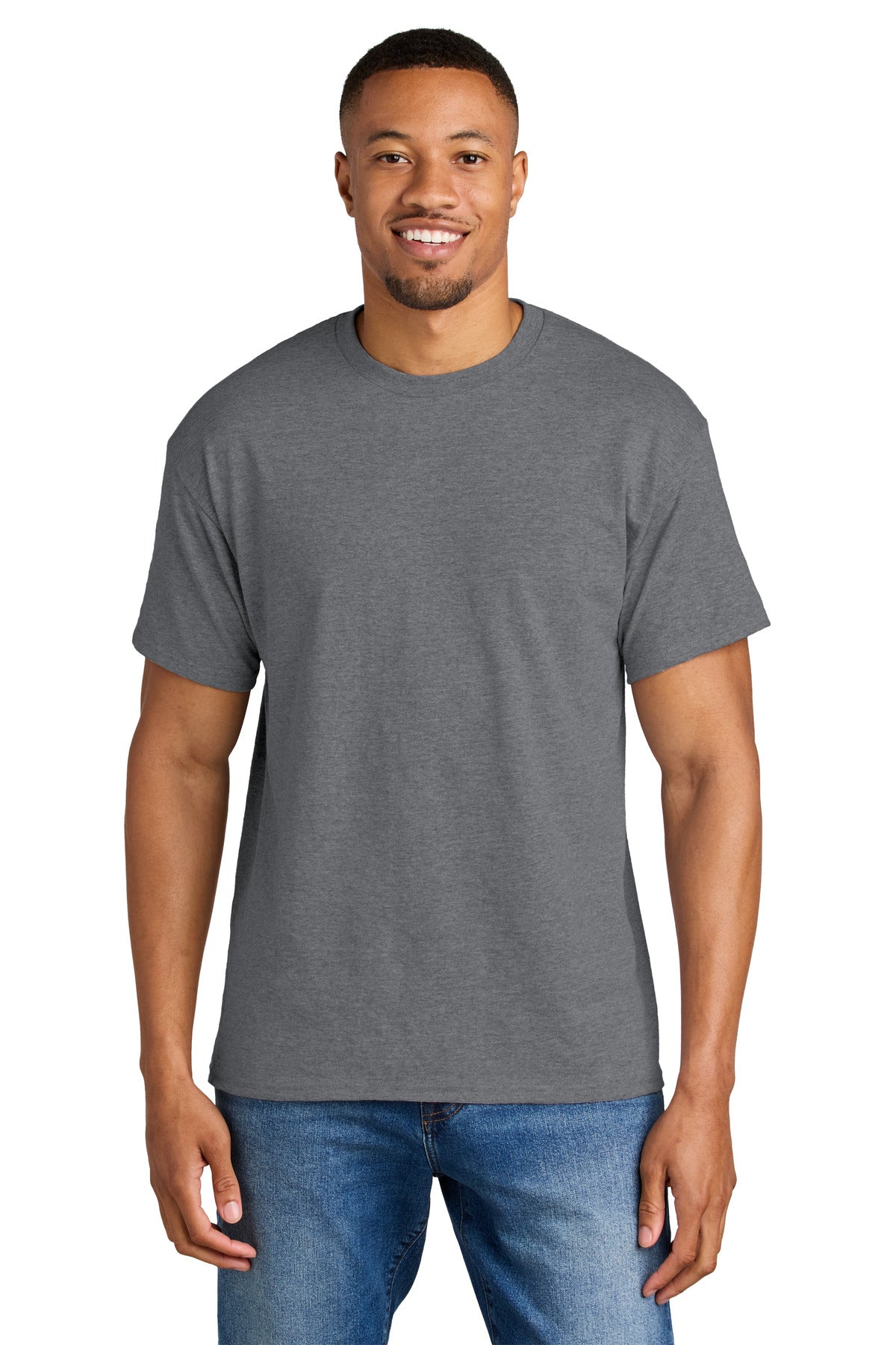 Custom Graphite Heather DryBlend 50 Cotton/50 Poly Tee 8000, personalized by SanCanDo Swag in Argyle, TX