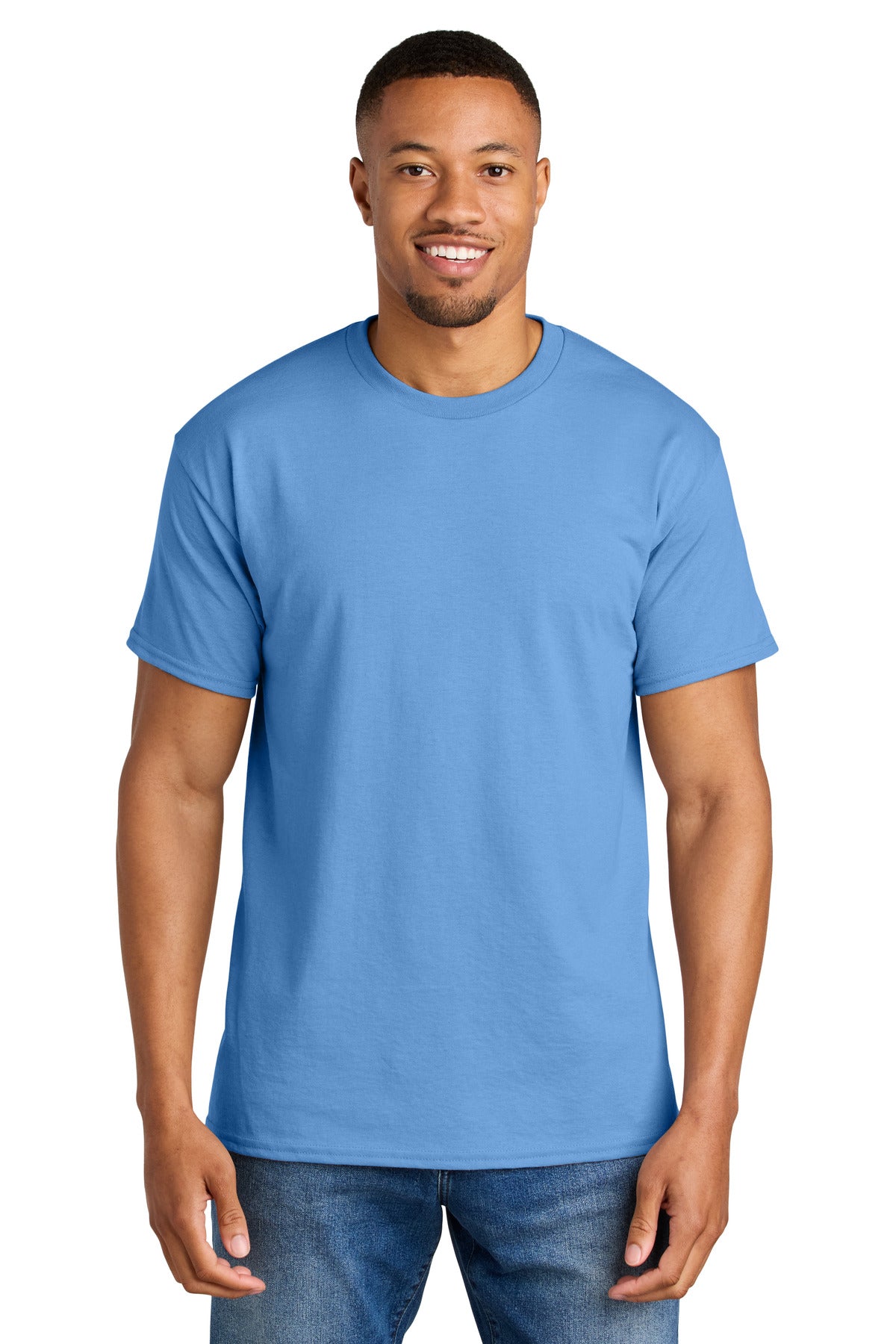 Custom Carolina Blue DryBlend 50 Cotton/50 Poly Tee 8000, personalized by SanCanDo Swag in Argyle, TX
