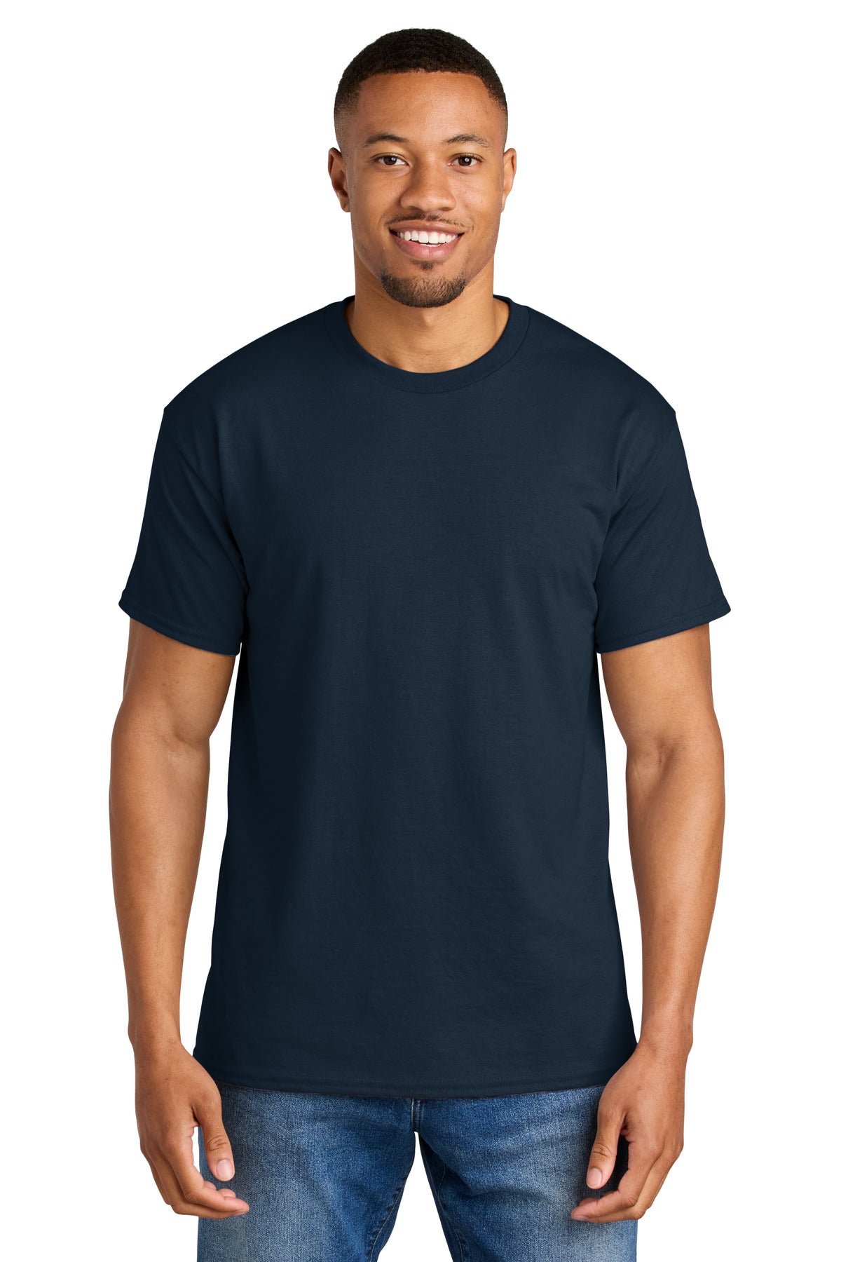 Custom Dark Navy DryBlend 50 Cotton/50 Poly Tee 8000, personalized by SanCanDo Swag in Argyle, TX