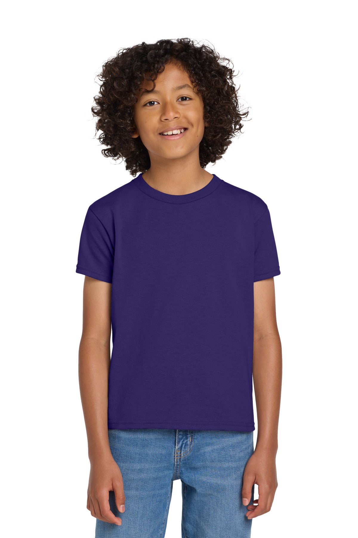Custom Purple Youth DryBlend 50 Cotton/50 Poly Tee 8000B, personalized by SanCanDo Swag in Argyle, TX