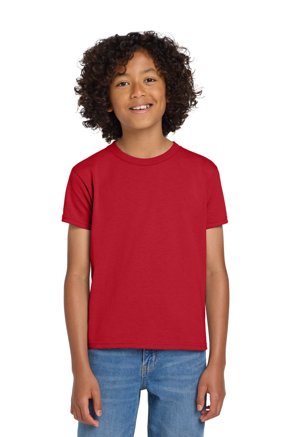 Custom Red Youth DryBlend 50 Cotton/50 Poly Tee 8000B, personalized by SanCanDo Swag in Argyle, TX