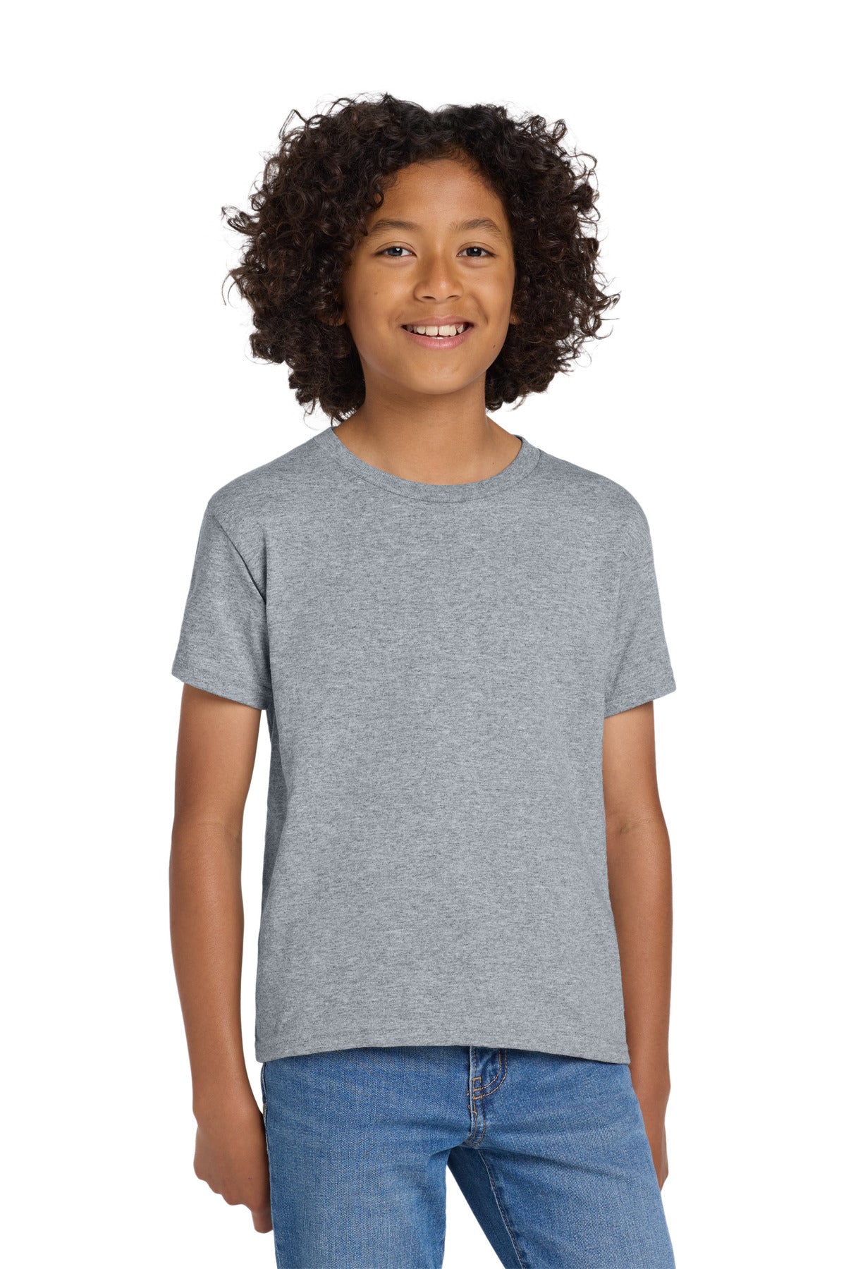 Custom Sport Grey Youth DryBlend 50 Cotton/50 Poly Tee 8000B, personalized by SanCanDo Swag in Argyle, TX